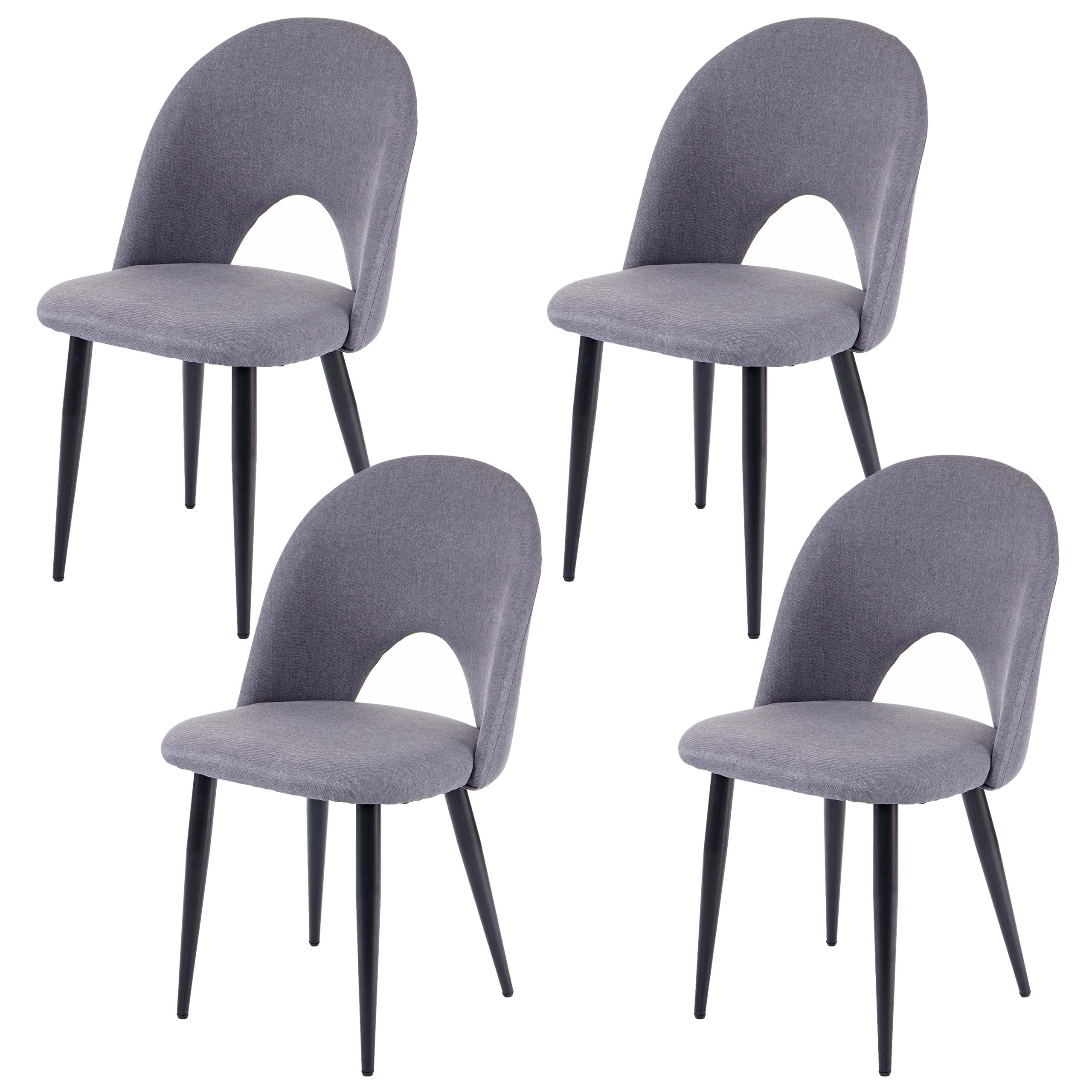 4er-Set Esszimmerstuhl MCW-D73, Stuhl Küchenstuhl, Stoff/Textil ~ dunkelgrau