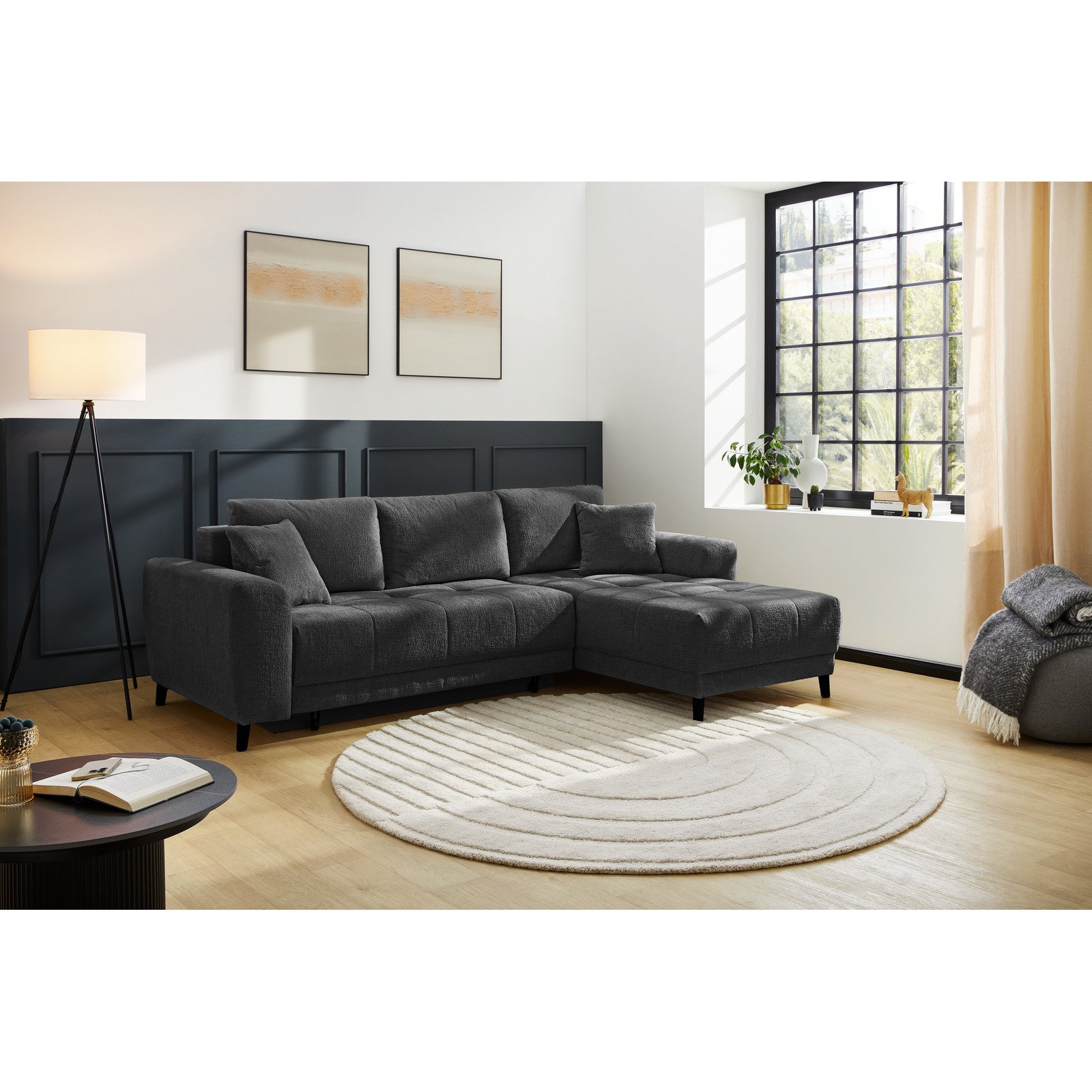 Ecksofa Bea Stoff Chenille anthrazit