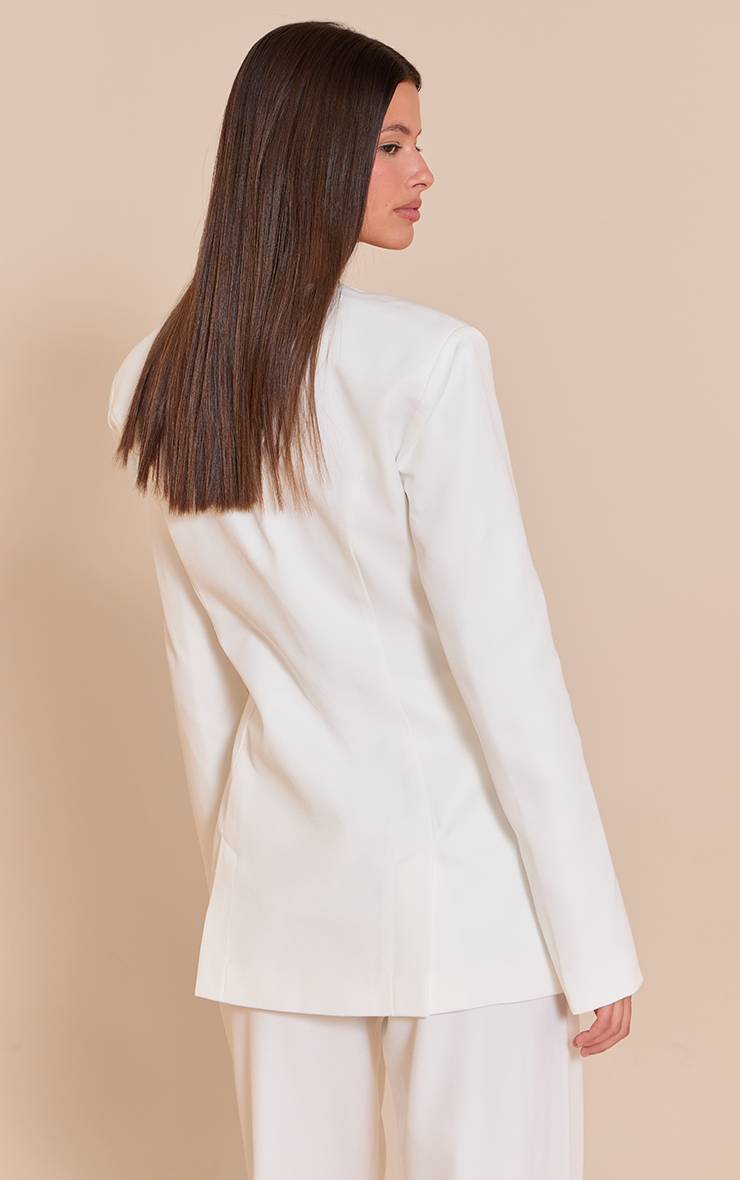 Blanc Blazer Ajusté Cintré Moutarde Foncé