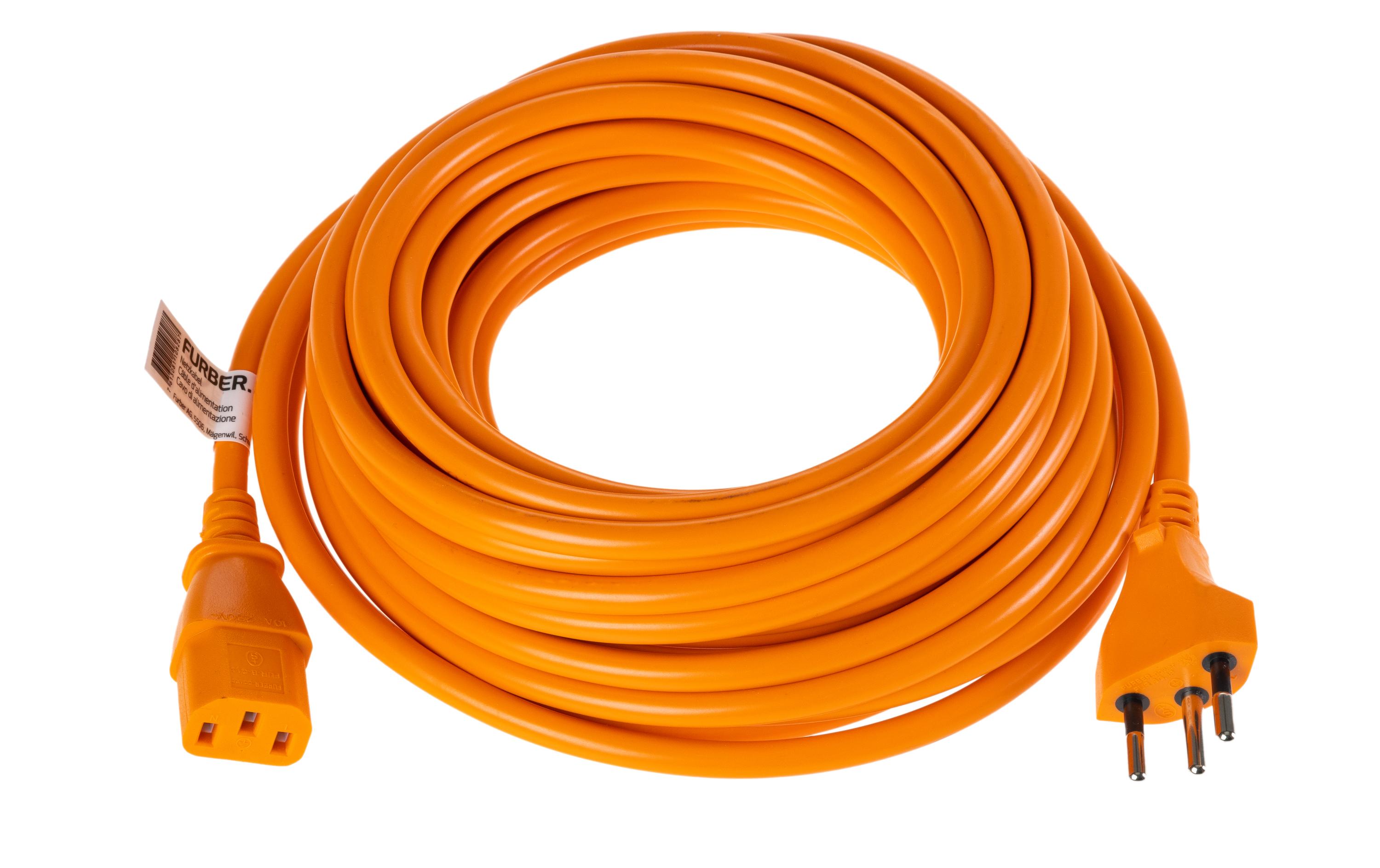 Netzkabel C13-T12 10 m OrangeKaltgerätekabel H05 VV-F 3G1.00