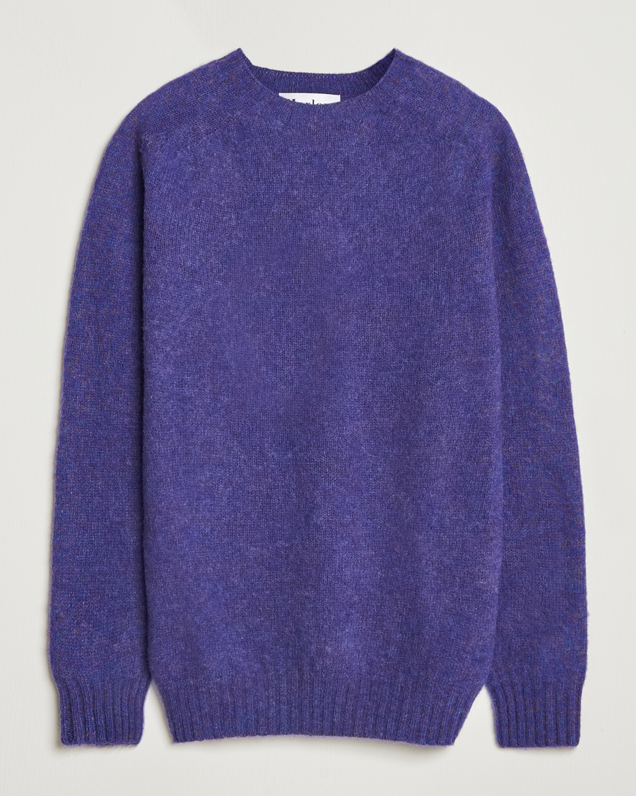 Harley Of Scotland Brushed Supersoft Lambswool Crewneck Iris