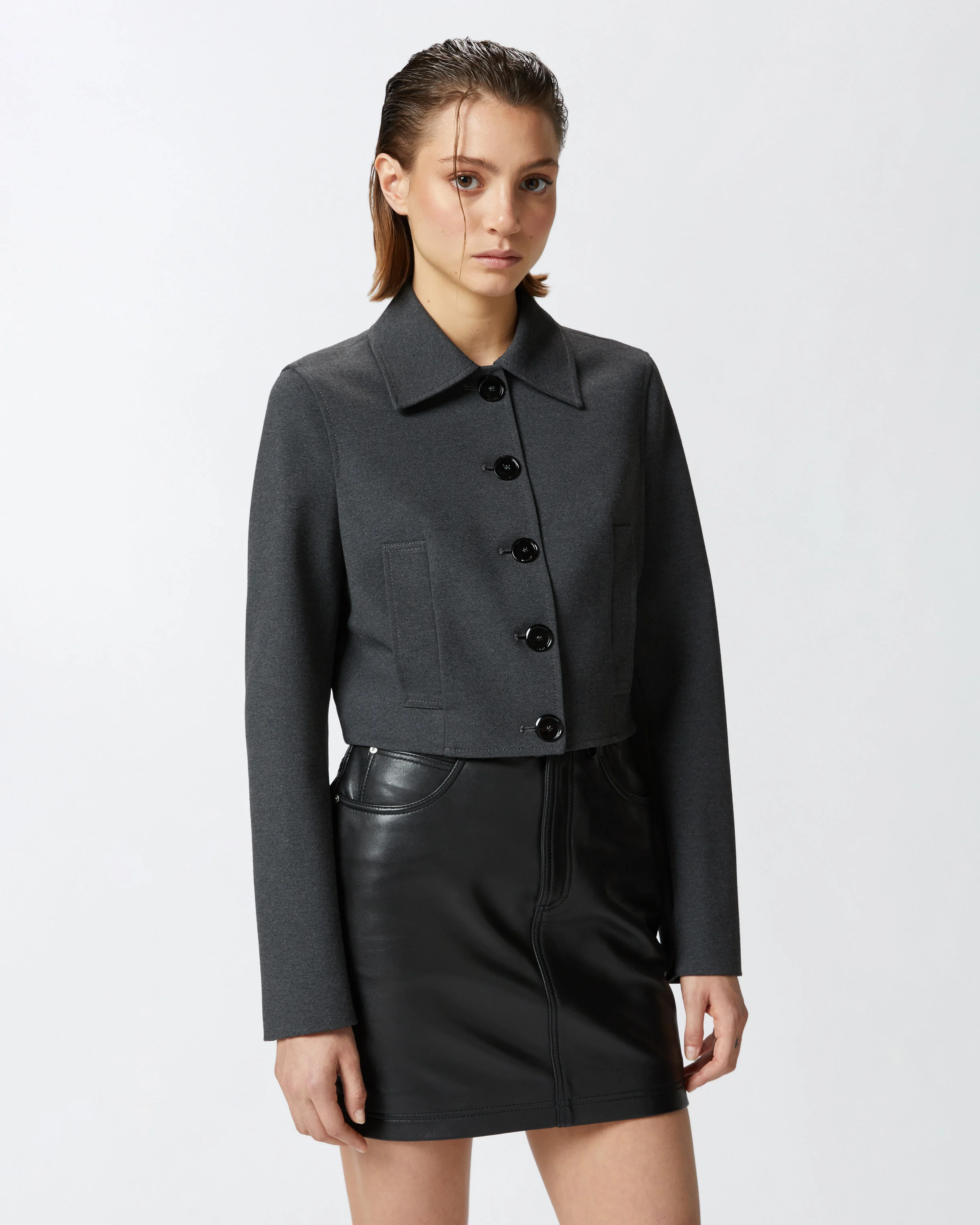 Veste droite courte roma | Gris