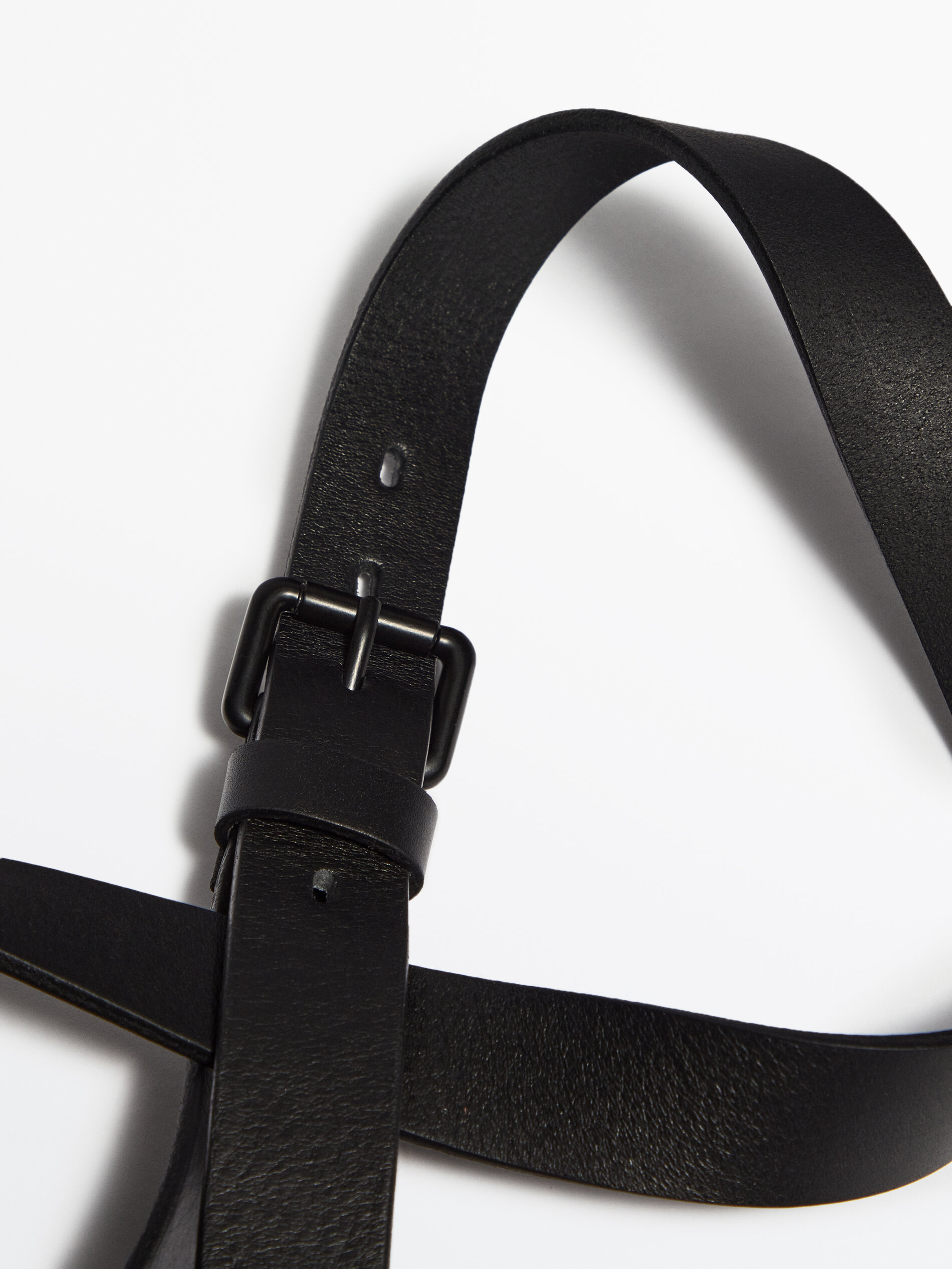 Cinto de couro com fivela retangular - Studio - PRETO