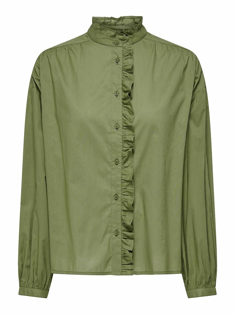 SOMENTE<br>Blusa com babado e gola alta