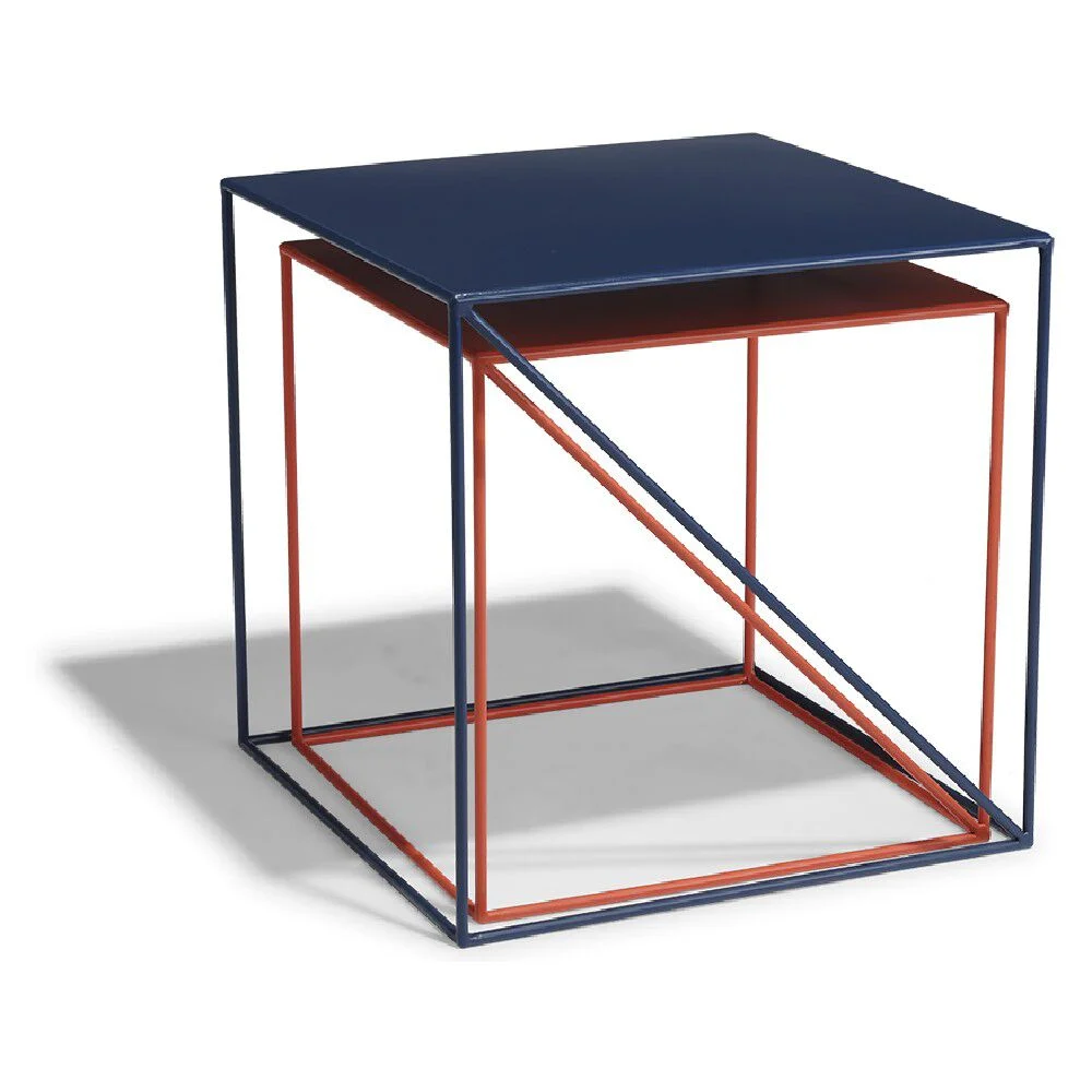 Bout de canapé Chad terracotta et bleu x2