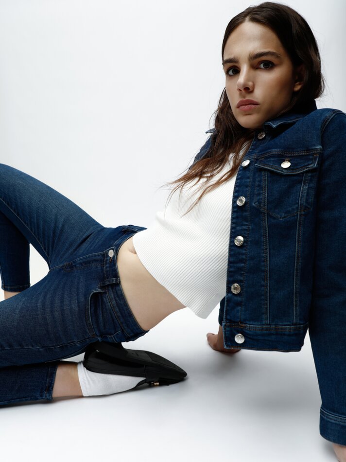 Jaqueta jeans básica - Azul Petróleo Claro