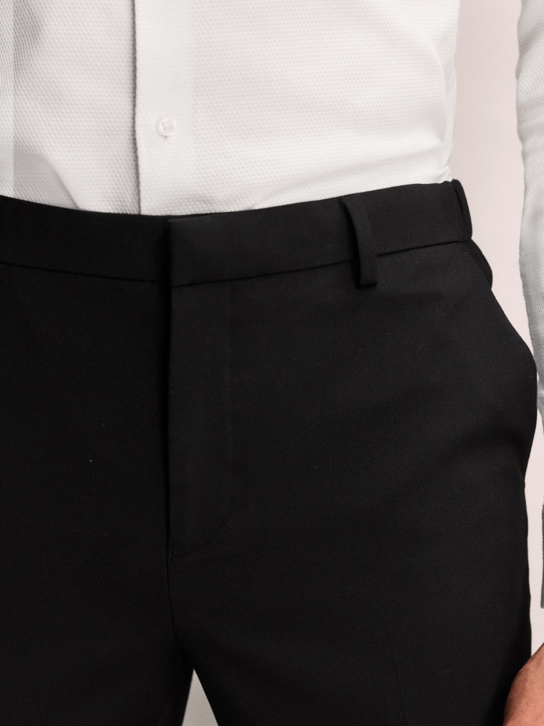 Zwart - Slim Fit - Elasticated Waist Motionflex Stretch Smart Trousers