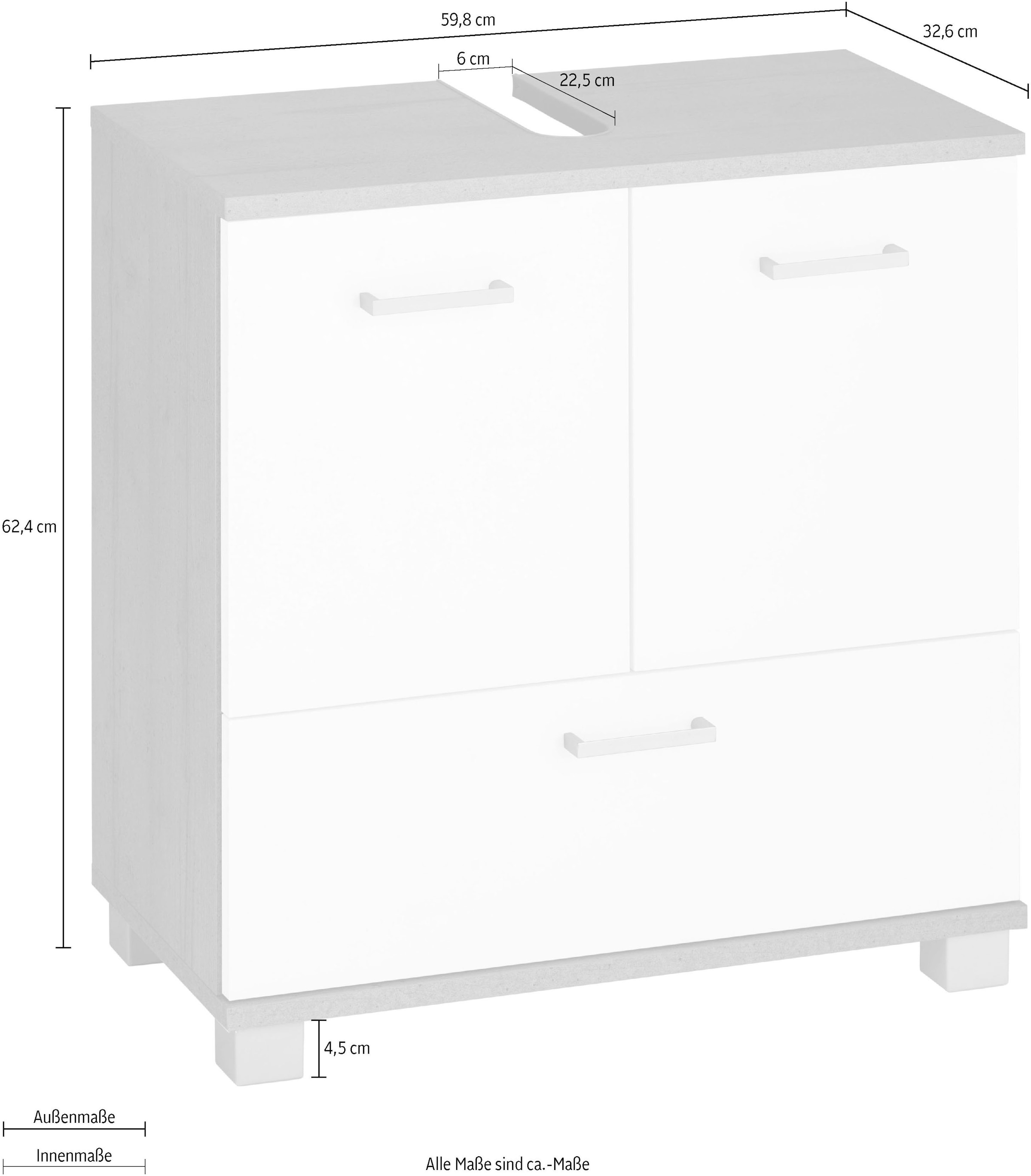 Schildmeyer Waschbeckenunterschrank »Mobes, Made in Germany« Breite 60 cm, Badschrank Badezimmerschrank WBU Unterschrank