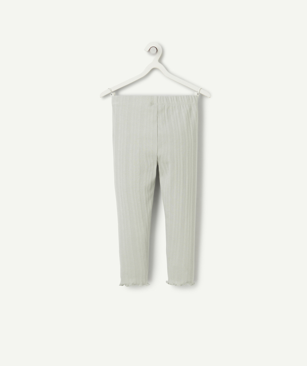 legging court fille en coton bio vert côtelé