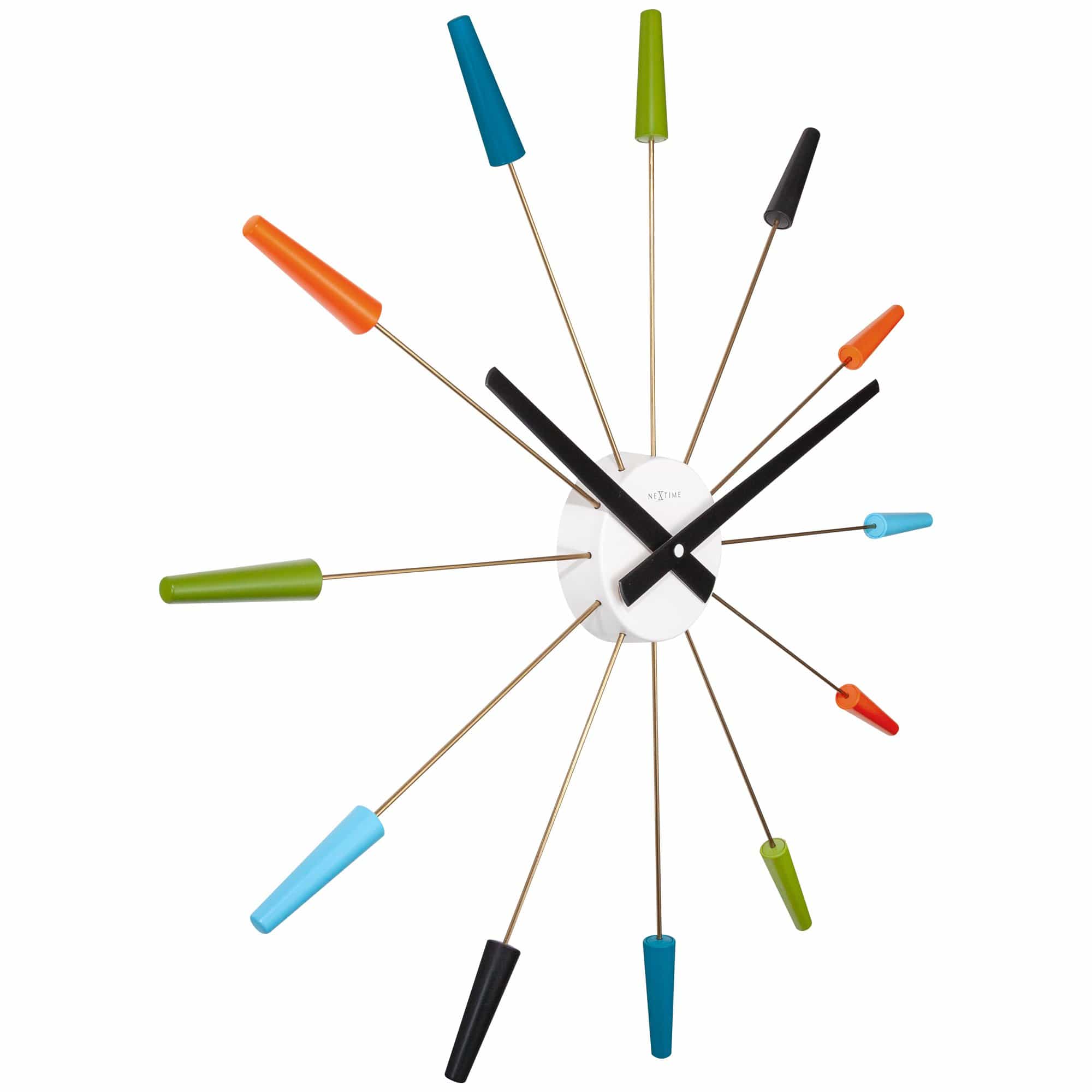 NeXtime - NeXtime - Stille Wandklok - Retro Design - 58 cm - Rvs -