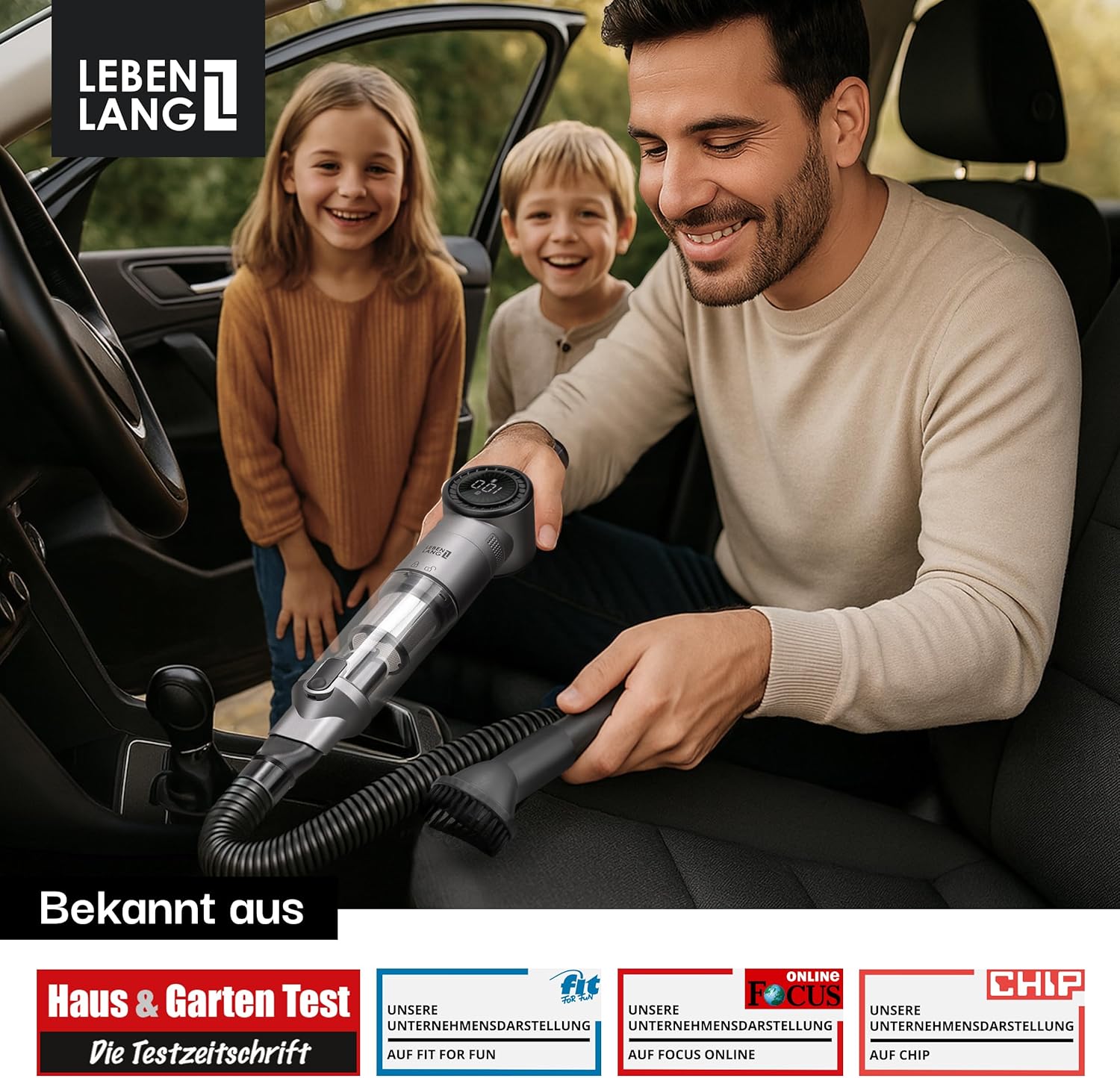 LEBENLANG Handstaubsauger Akku TESTSIEGER - Dual-Filter & Li-Ion I Inkl. Ladestation I 17000PA Handstaubsauger Auto Staubsauger stark Akkusauger kabellos Handsauger Akku Car Autostaubsauger Beutellos