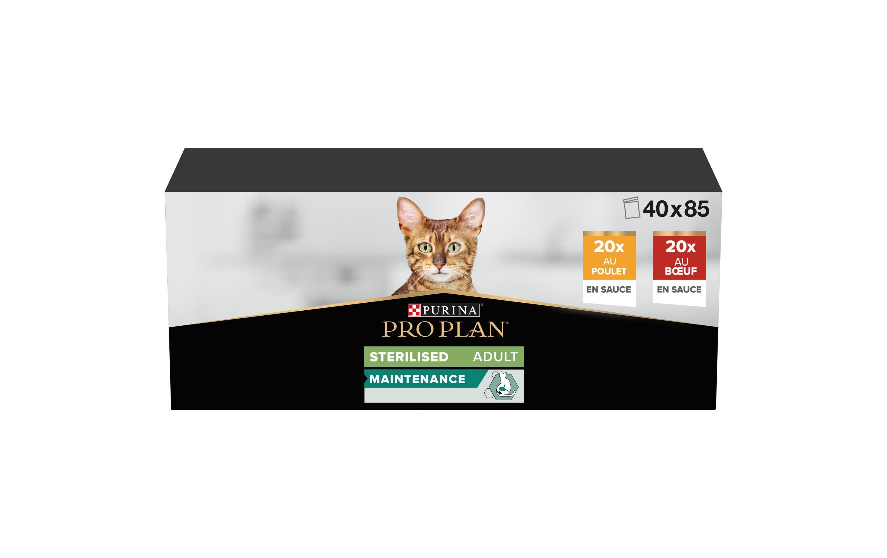 Nassfutter Adult Sterilised Sauce Rind und Huhn 40 x 85 gAlleinfuttermittel für ausgewachsene kastrierte Katzen