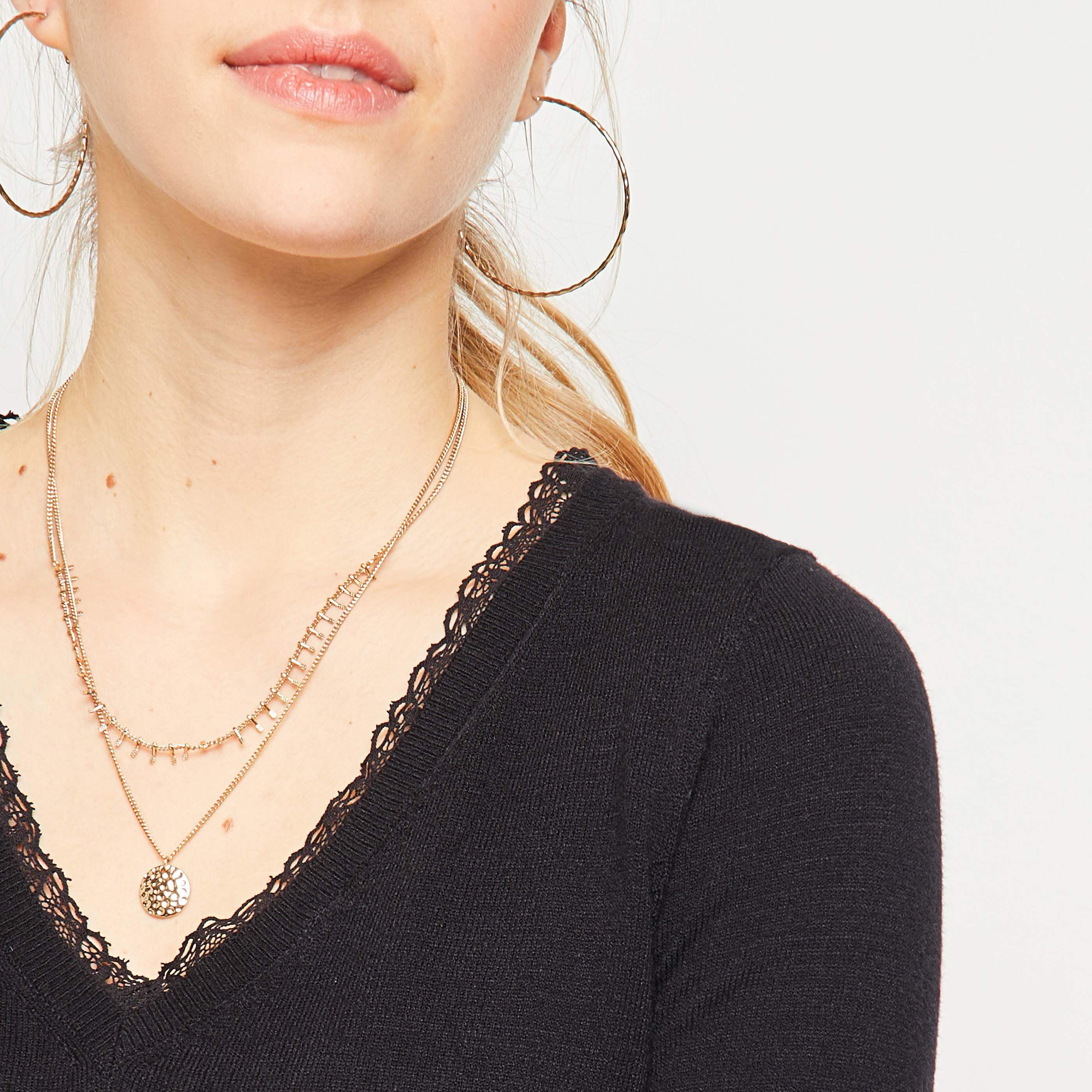 Pull col V noir femme - NOIR