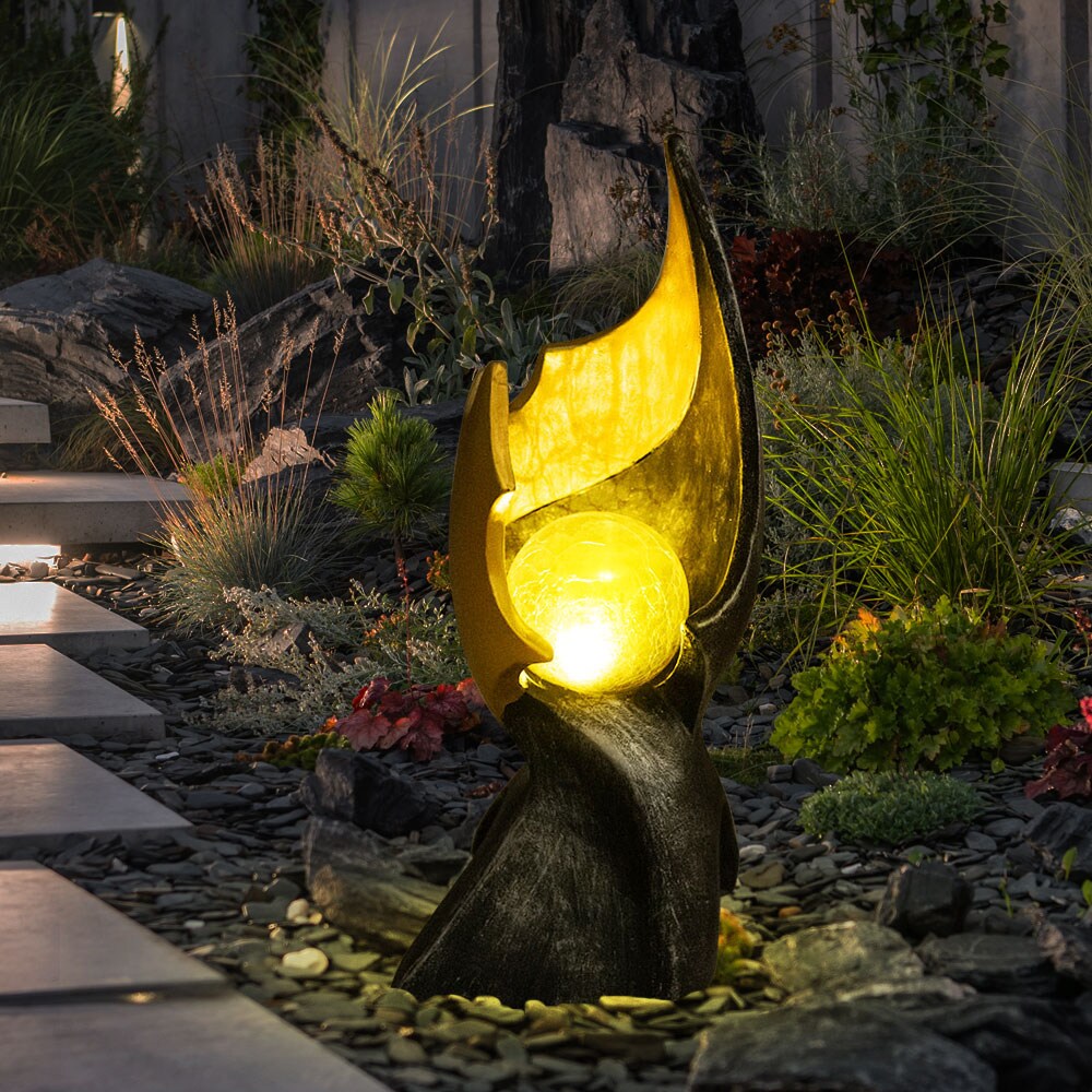 2x LED Solarleuchte, Flammen-Optik, Feuer-Effekt, Glas, H 36 cm