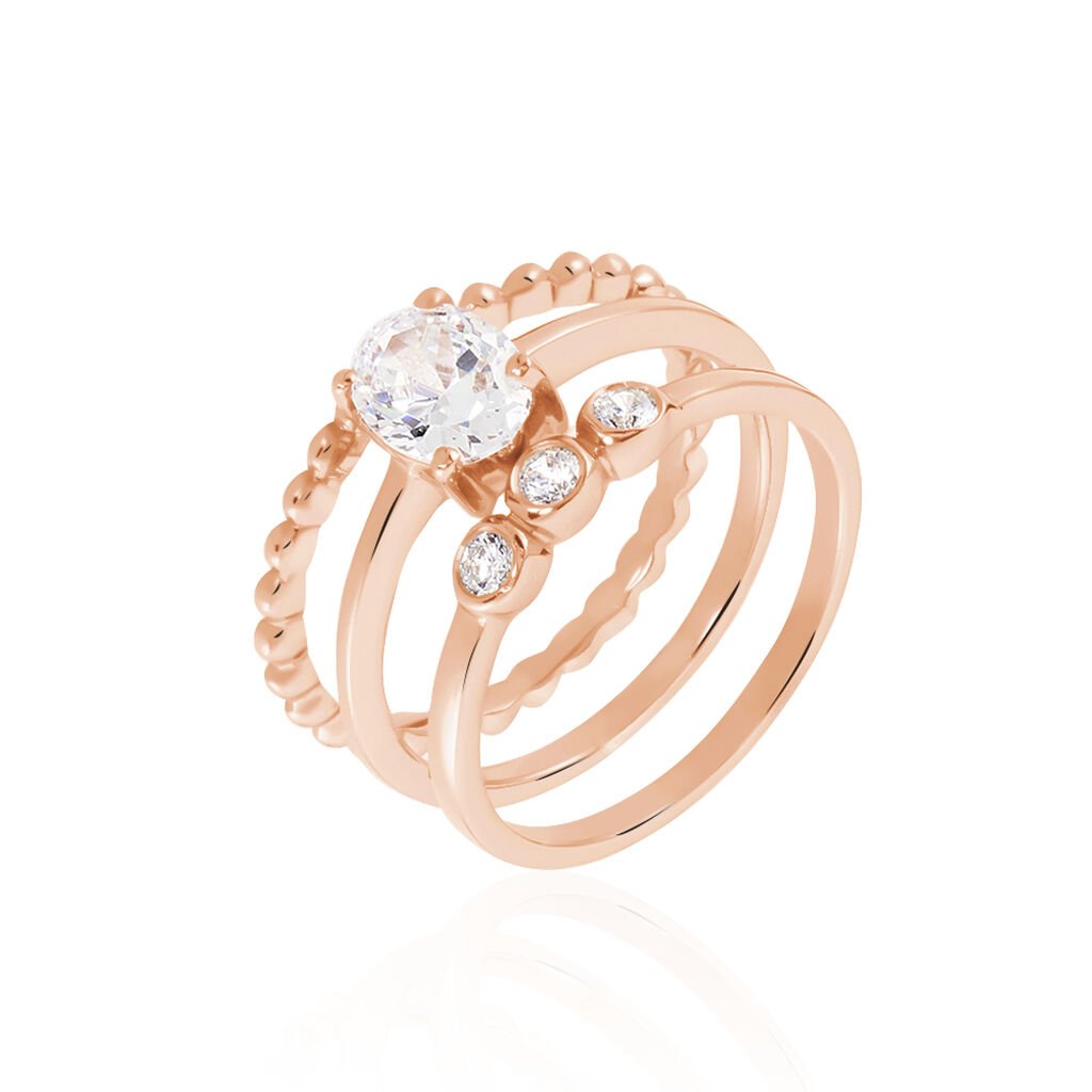 Bague Solitaire Tavira Argent Rose Oxyde De Zirconium