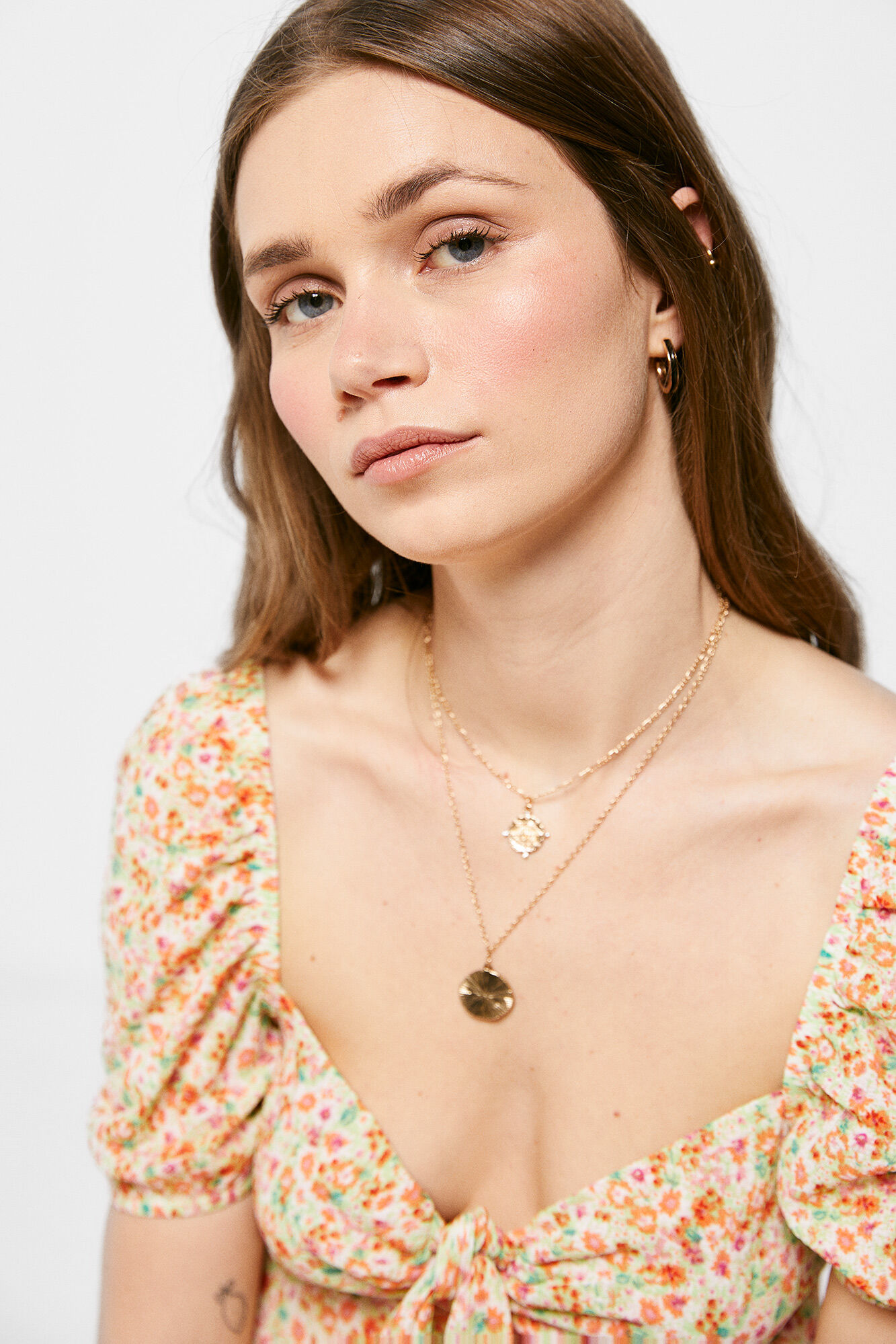 Blusa estampada com decote nó - Estampa verde