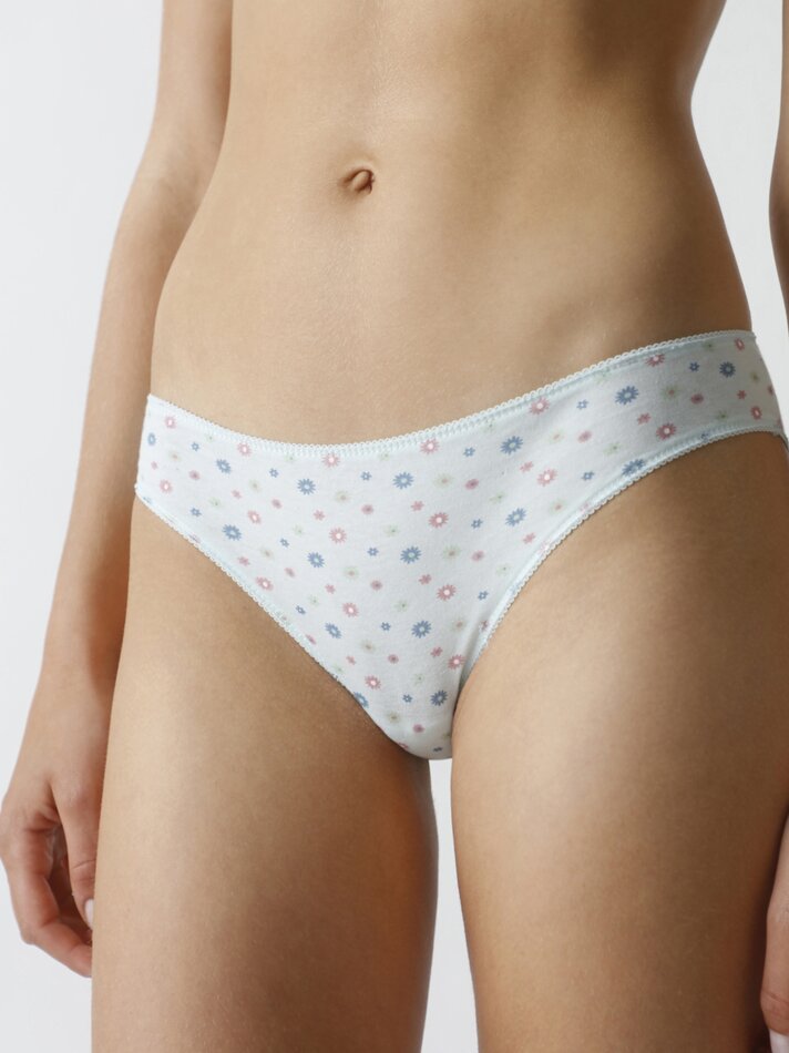 Pacote com 3 calcinhas clássicas de algodão estampado - Cores Variadas