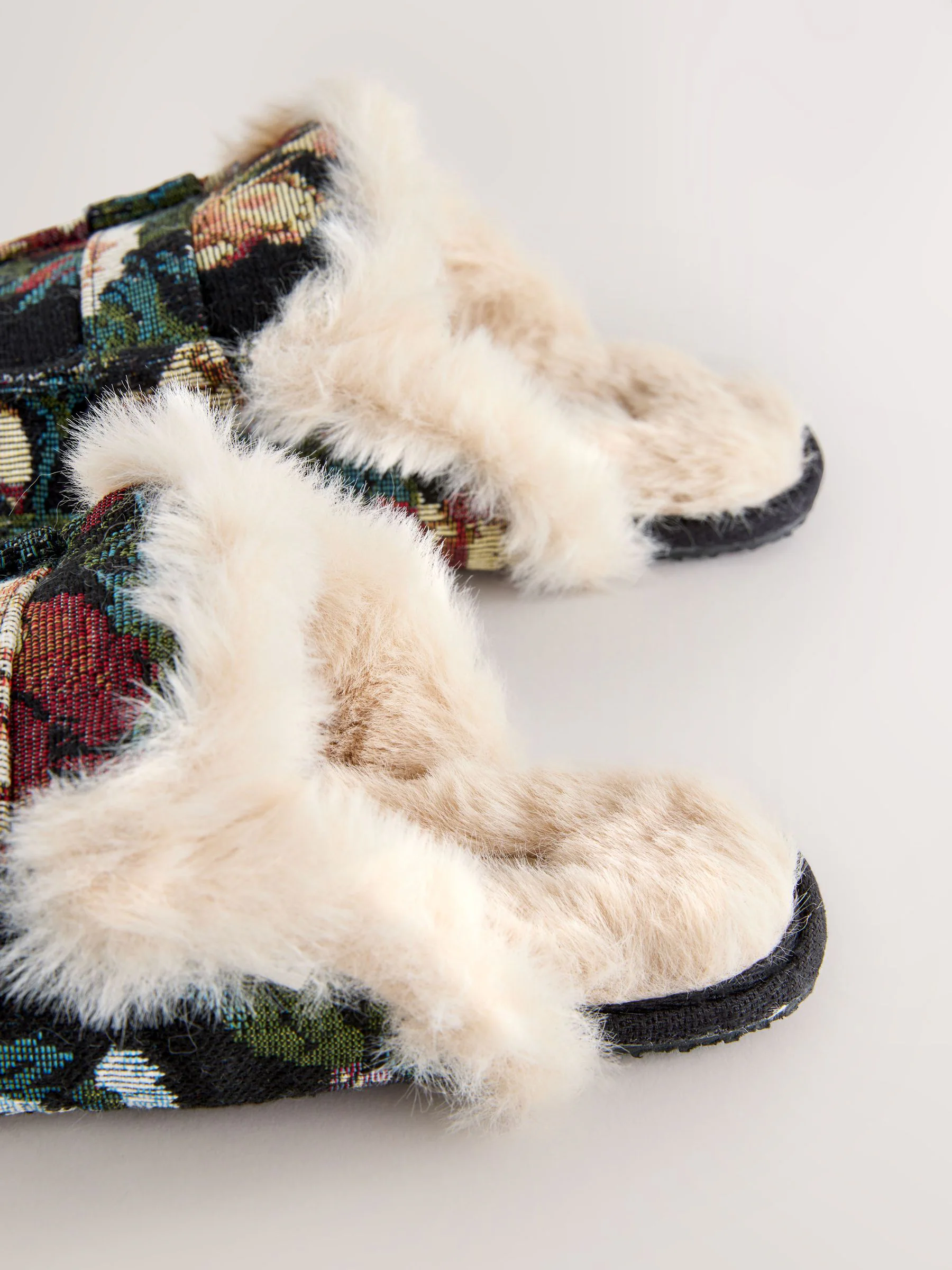 Bloemenmotief - Faux Fur Loafer Slippers