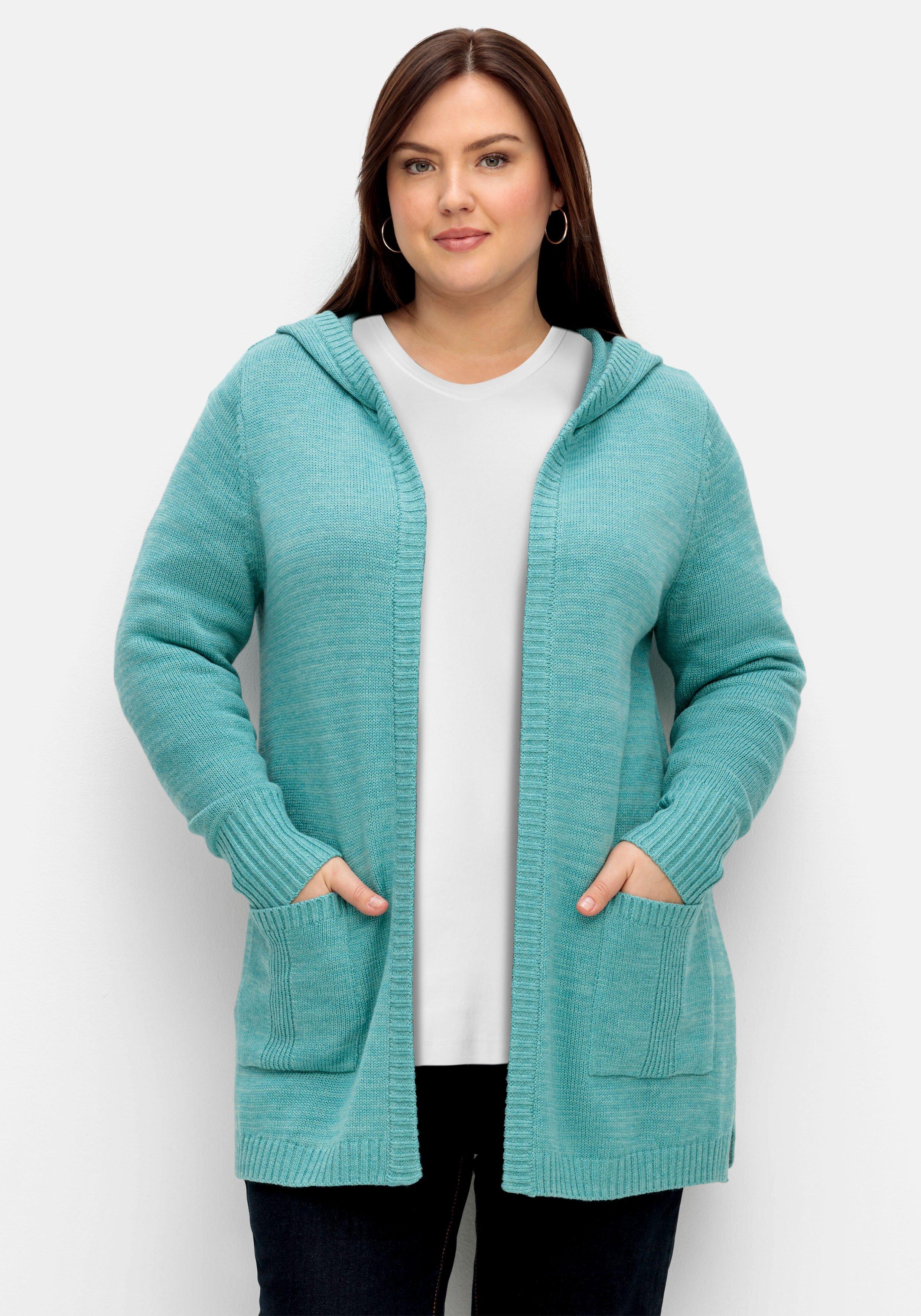 Kapuzenstrickjacke mit Wolle und Kaschmir