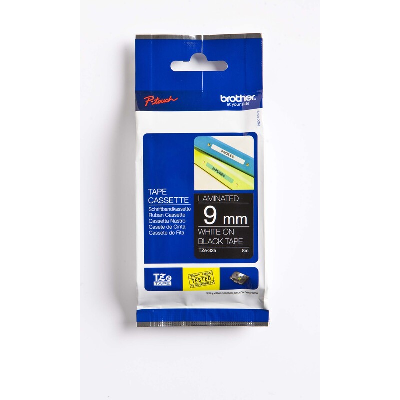 Brother P-Touch Band TZe-325, 9 mm, weiss auf schwarz