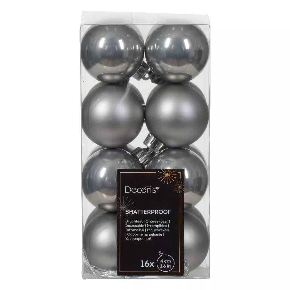 Lot de 16 boules de Noël (D40 mm) Alpine Gris marbre