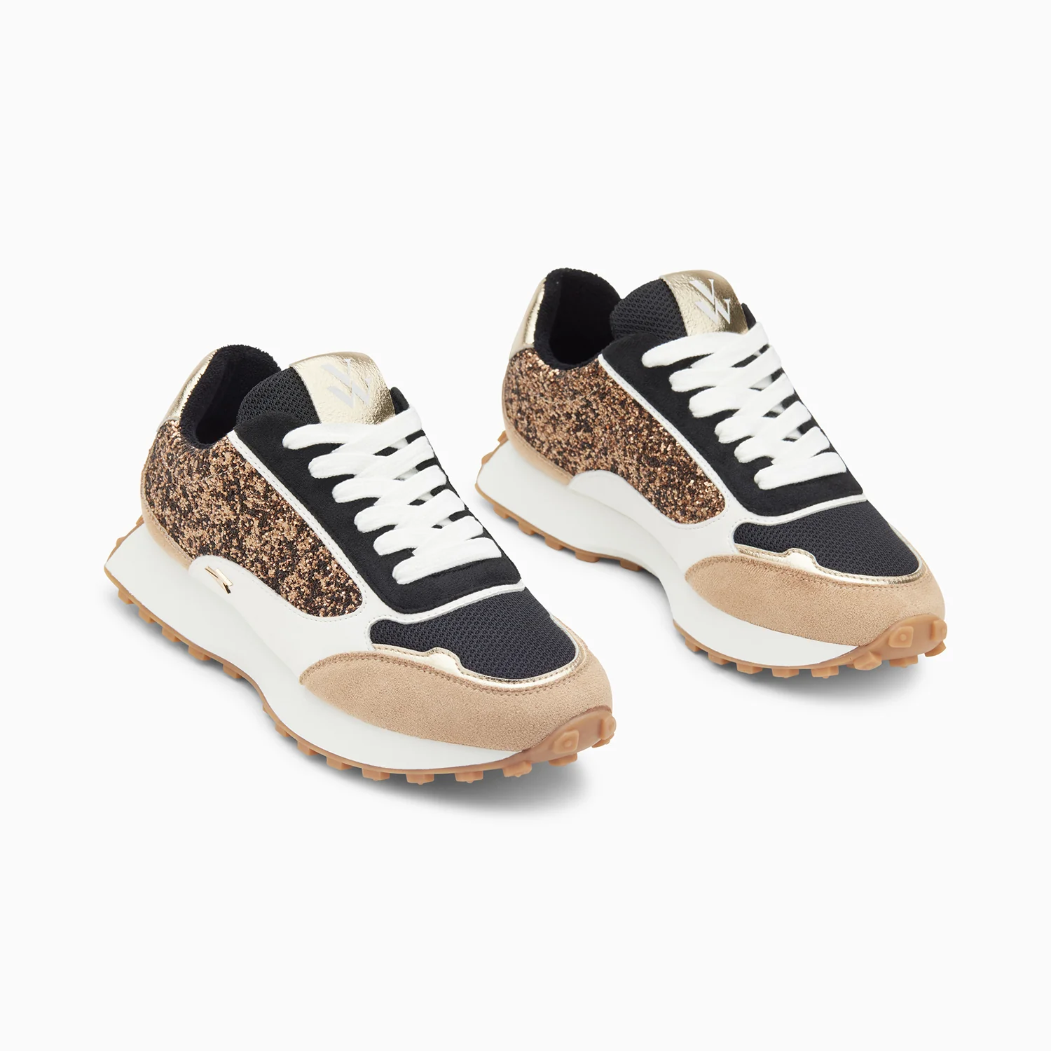 Sneakers-Baskets Cassandra bronze à paillettes et semelle running