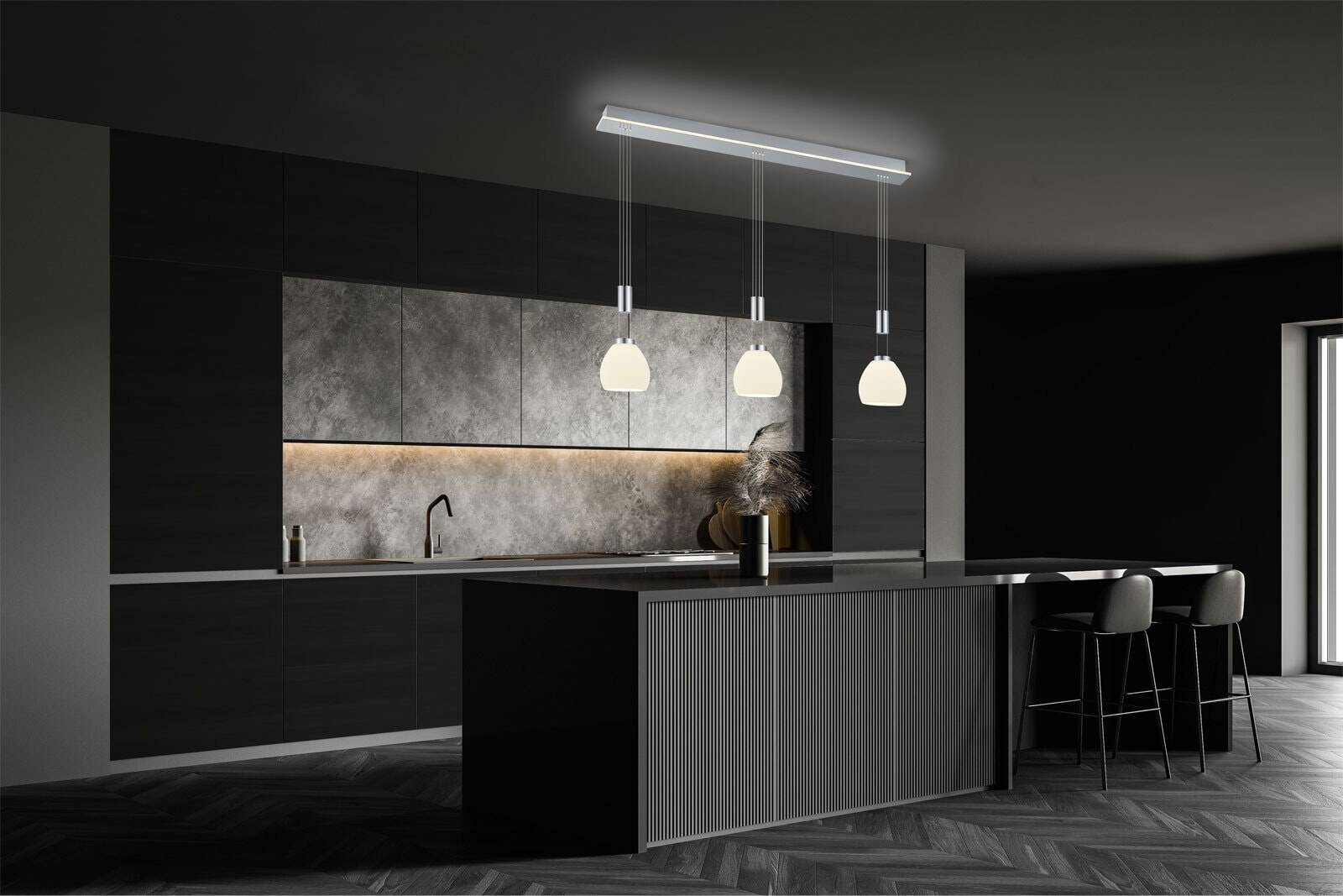 HELL LED Balkenpendel SAM 110 cm nickelfarbig