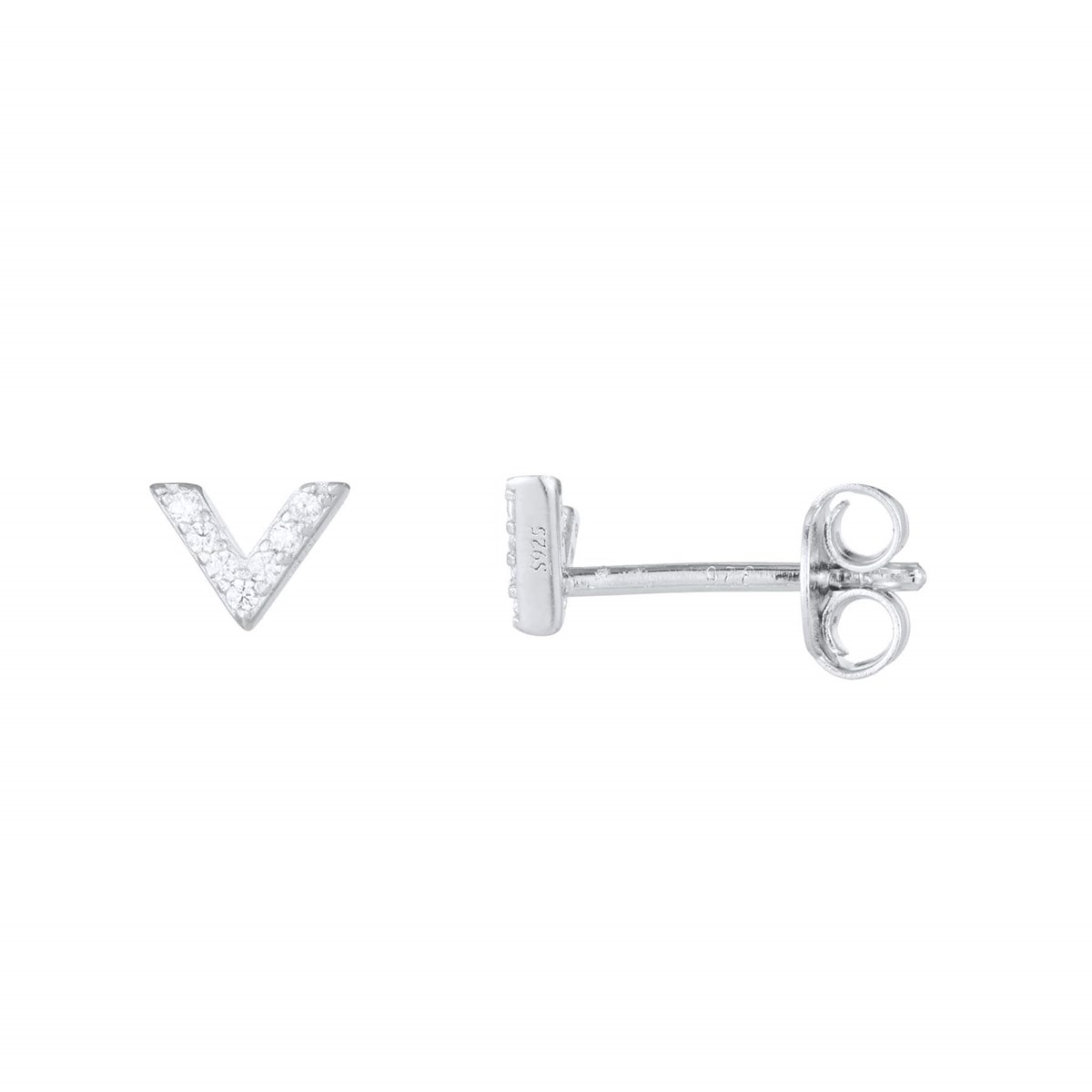 Boucles V zircons Argent 925 rhodié