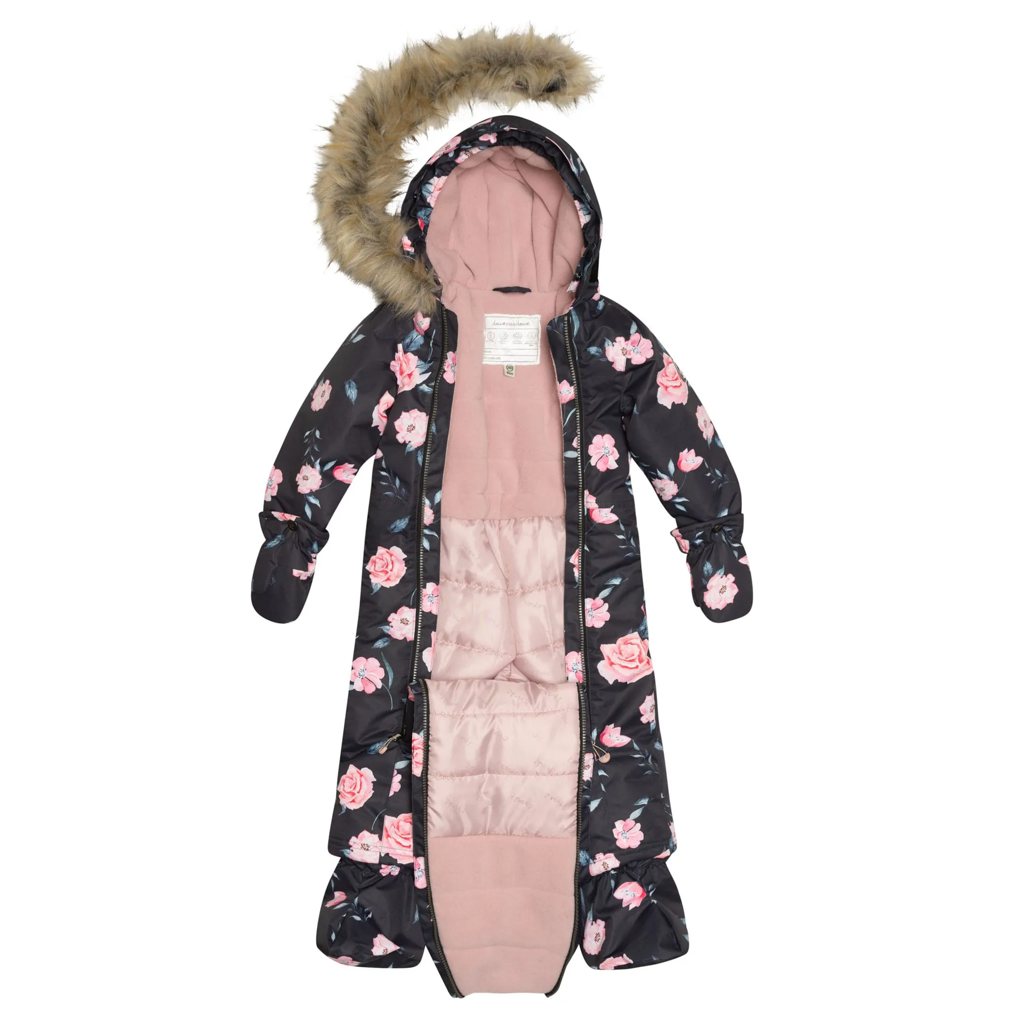 Deux par Deux Habit de Neige Une Pièce Roses 6-30mois