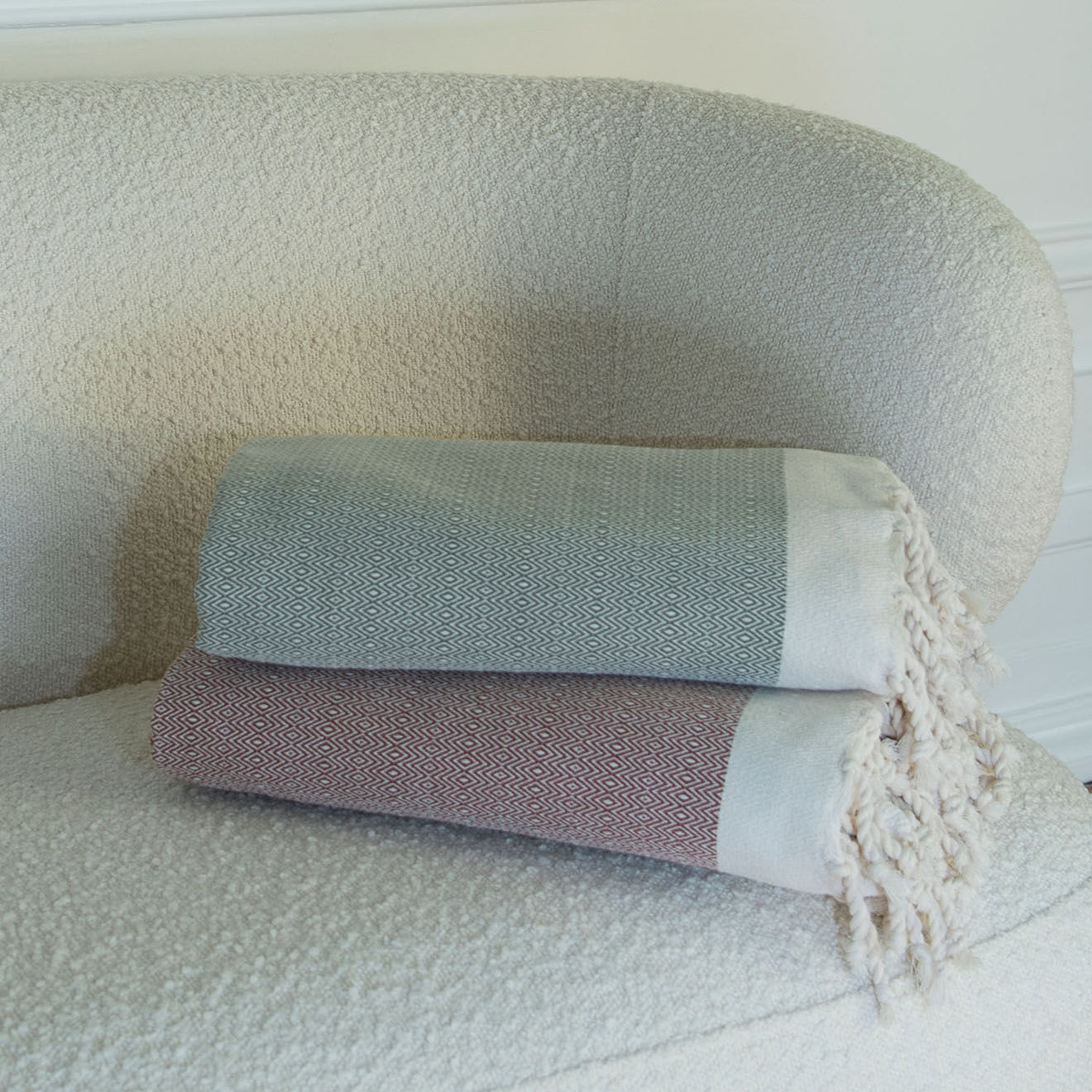 Febronie Plaid coton Courchevel olive
