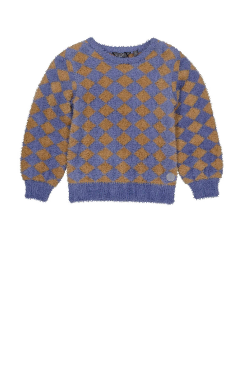 LEVV trui GIORGI met all over print blauw/bruin