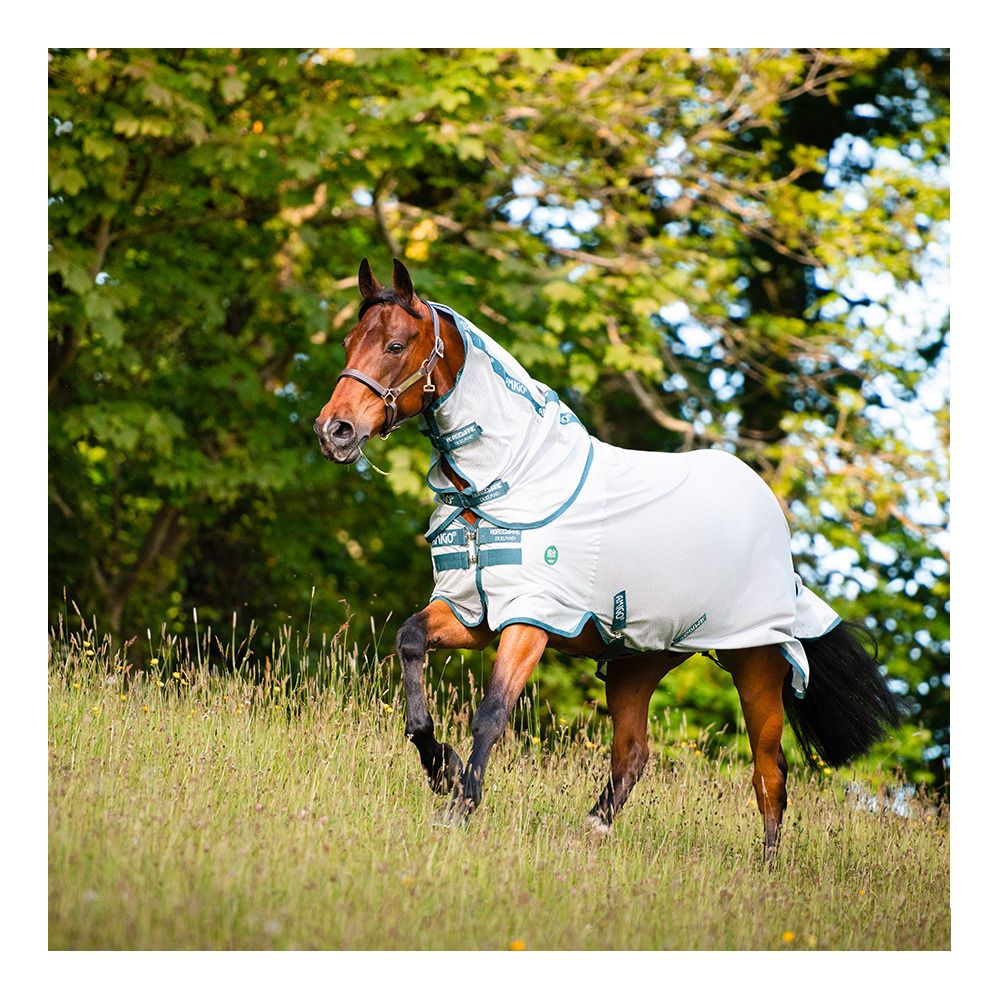 Horseware AMECO BUG RUG - Chemise anti-mouches + couvre-cou silver/teal