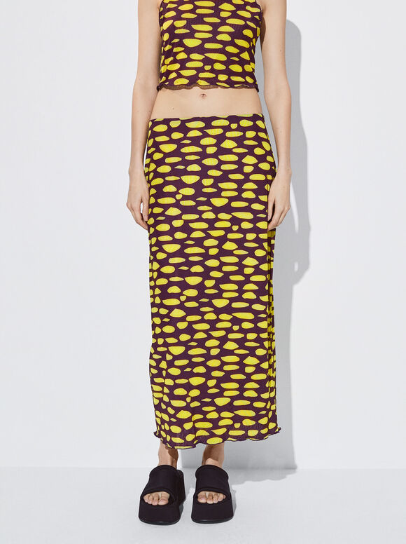 Saia midi estampada - Multicolorida
