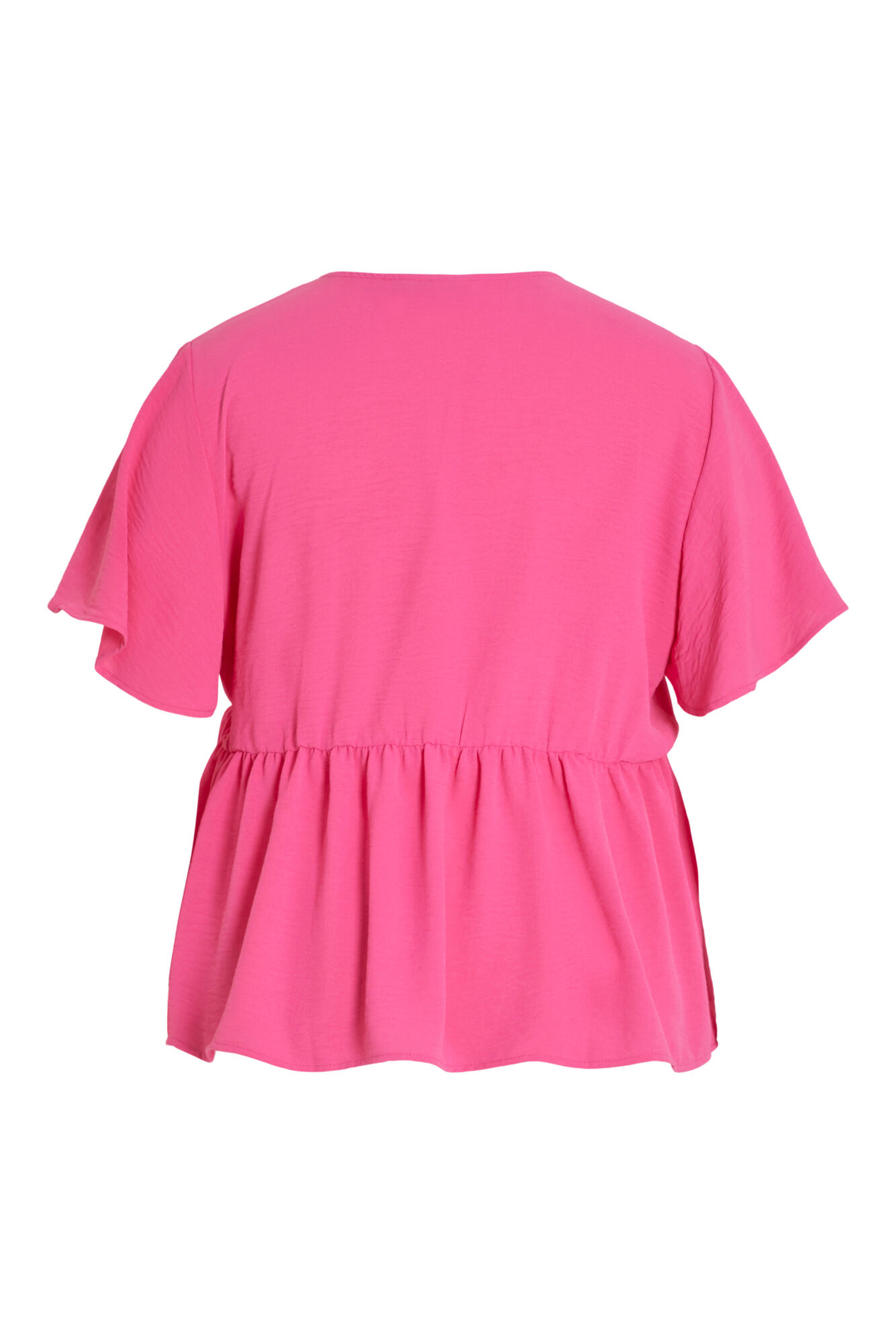 Blusa envelope de manga curta com mangas cruzadas e design evocado da Vila - Fúcsia