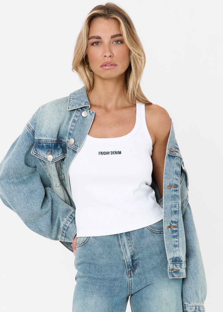 Boxy denim jacket smokey blauw