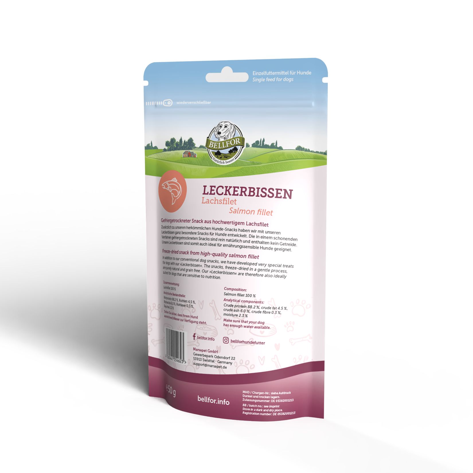 Bellfor Gesunder Freeze-Snack für Hunde - Lachsfilet (gefriergetrocknet)
