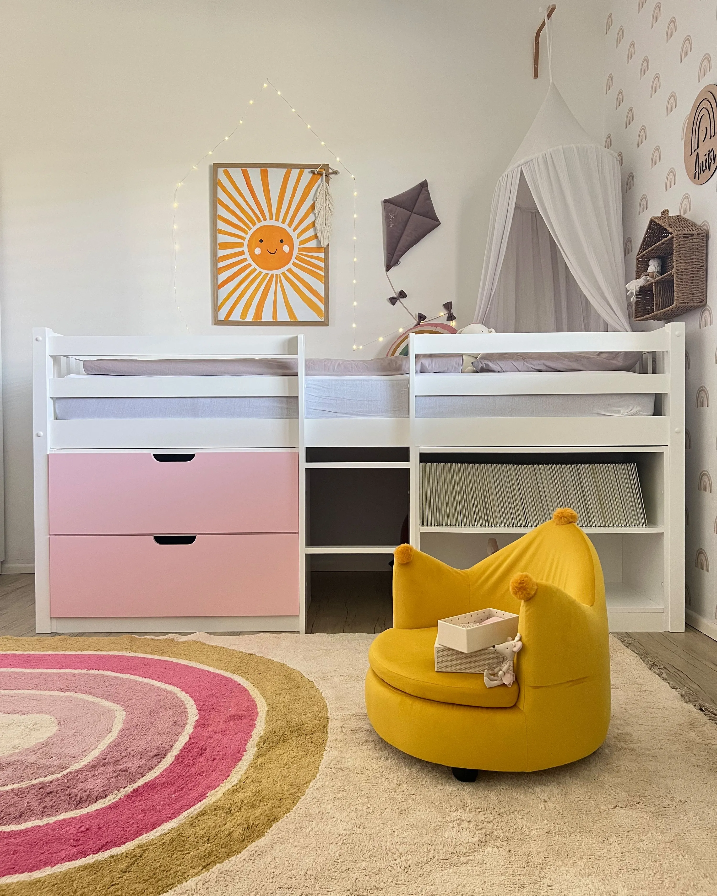 Verhoogd bed Hout SUSVILLE 90 x 200 cm Roze
