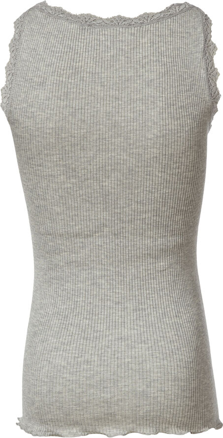Rosemunde Silk top regular w/ lace Grå