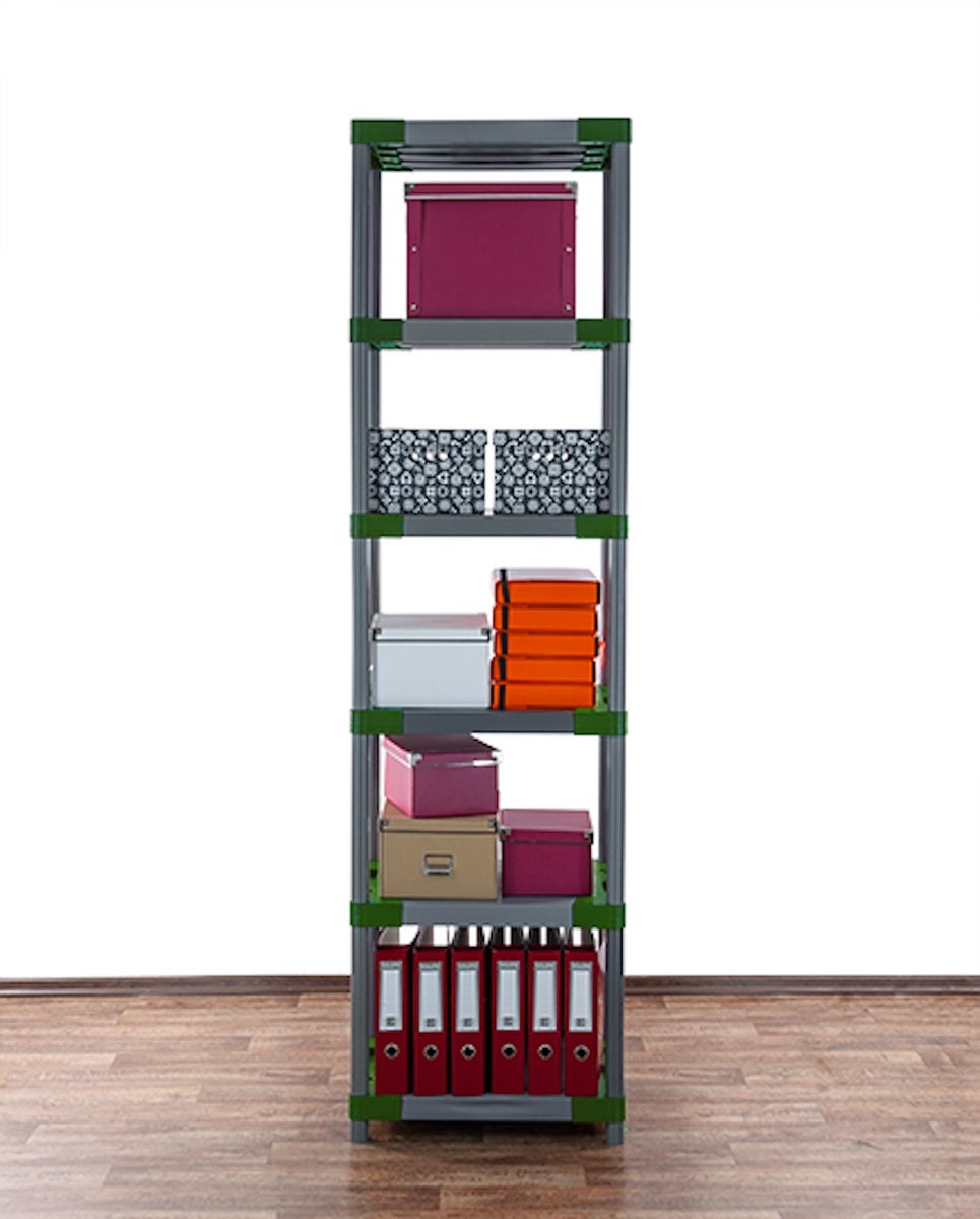 PROREGAL Plastic Plank Big Grey Bear Extra Hoog HxBxD 220 x 60 x 46 cm Plank Draagvermogen 160 kg Grijs/Groen