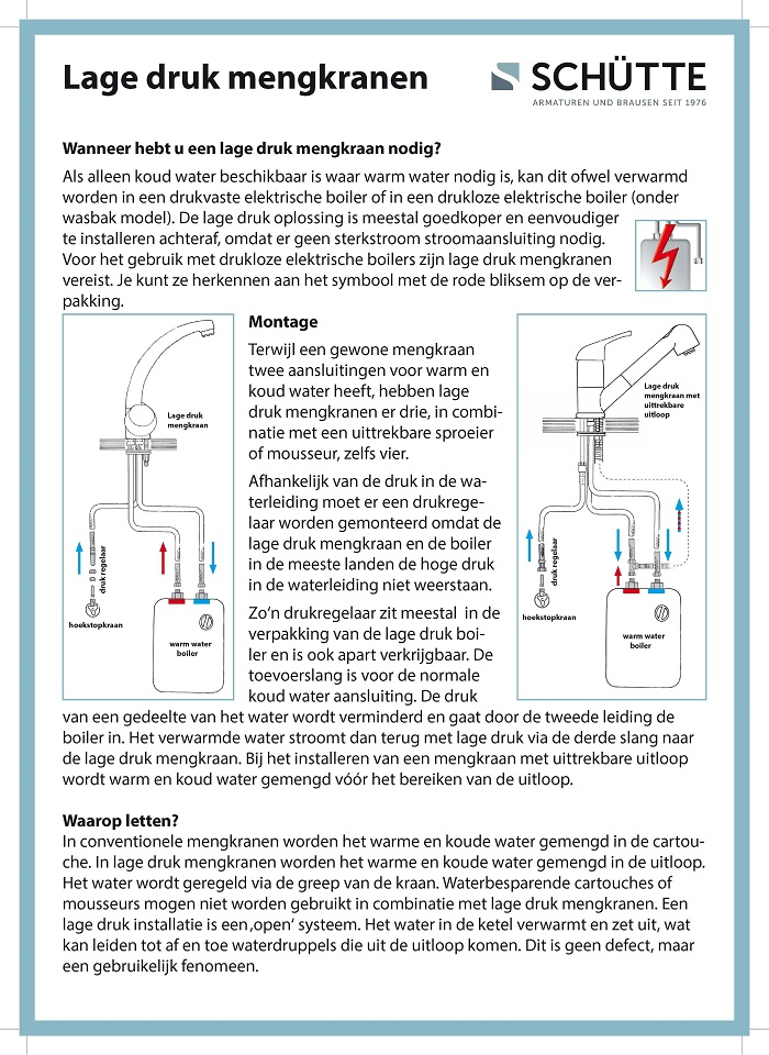 Schutte MAGNA ééngreepsmengkraan wastafel, lage druk, chroom