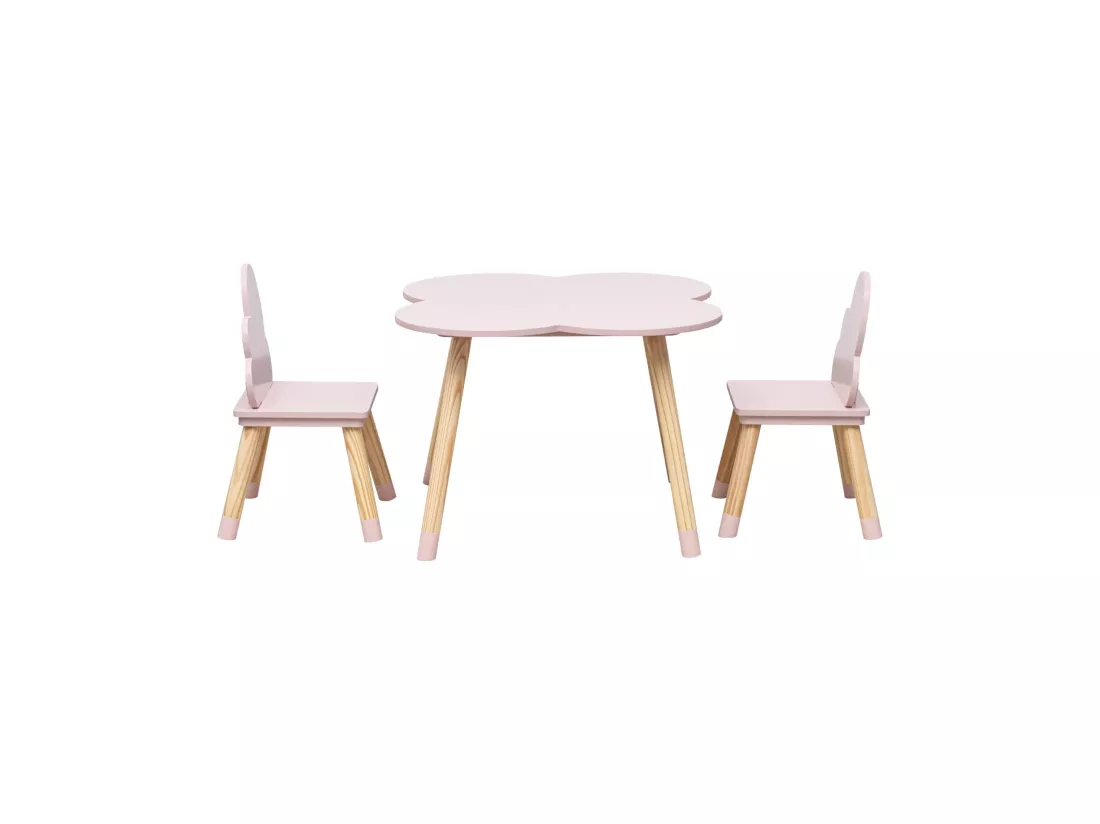 Ensemble Table et 2 Chaises pour Enfants en MDF Pin Rose pour Chambre d'Enfant