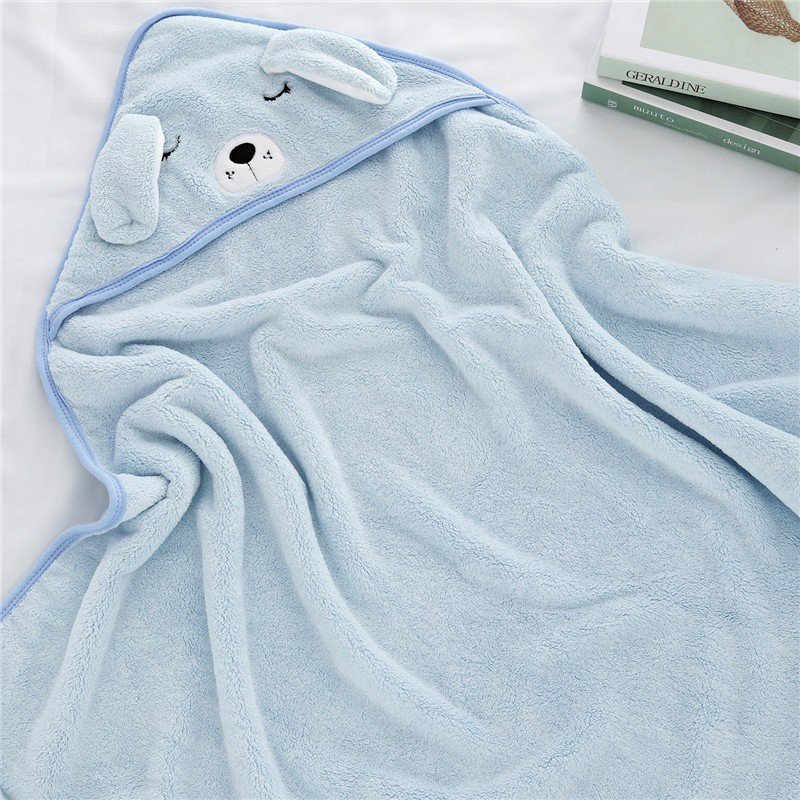 (2er Set) 80x80cm Baby Badehandtuch mit Kapuze - Grau / Blau