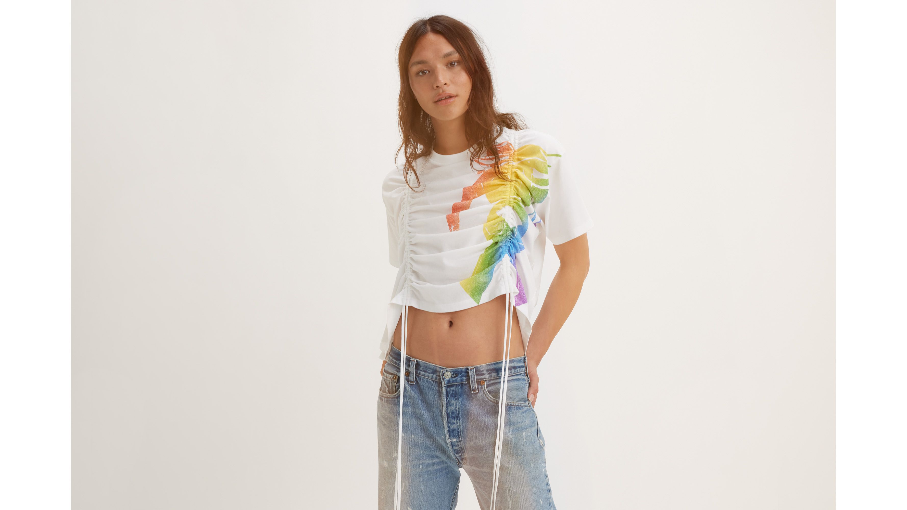 Levi's® Pride T-shirt ajustable Short Stack - Bright White - Blanc