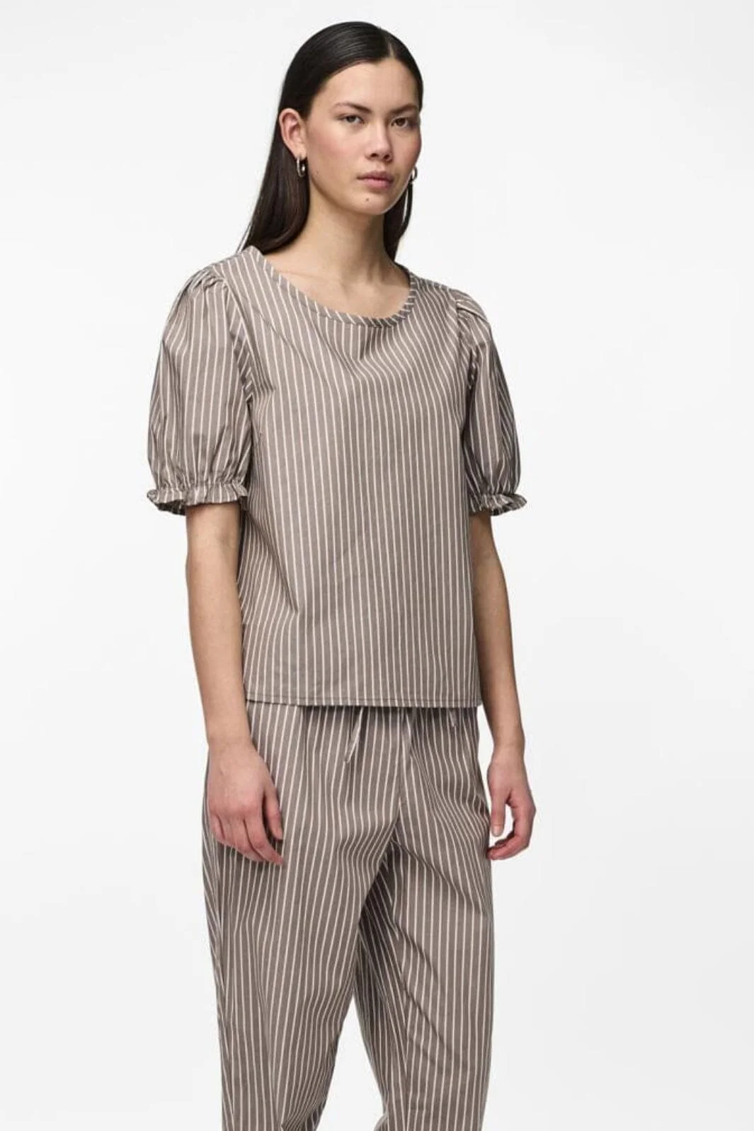 Pieces Pcpenny 2/4 O-Neck Top Camp Mm 4586949 fossil bright white