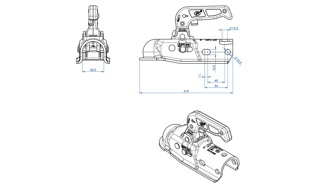 Universal trailerkobling 2200 kg