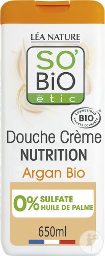 So'Bio Étic Douche Crème Nutrition À L'Huile D'Argan Bio Peaux Sèches À Très Sèches 650ml