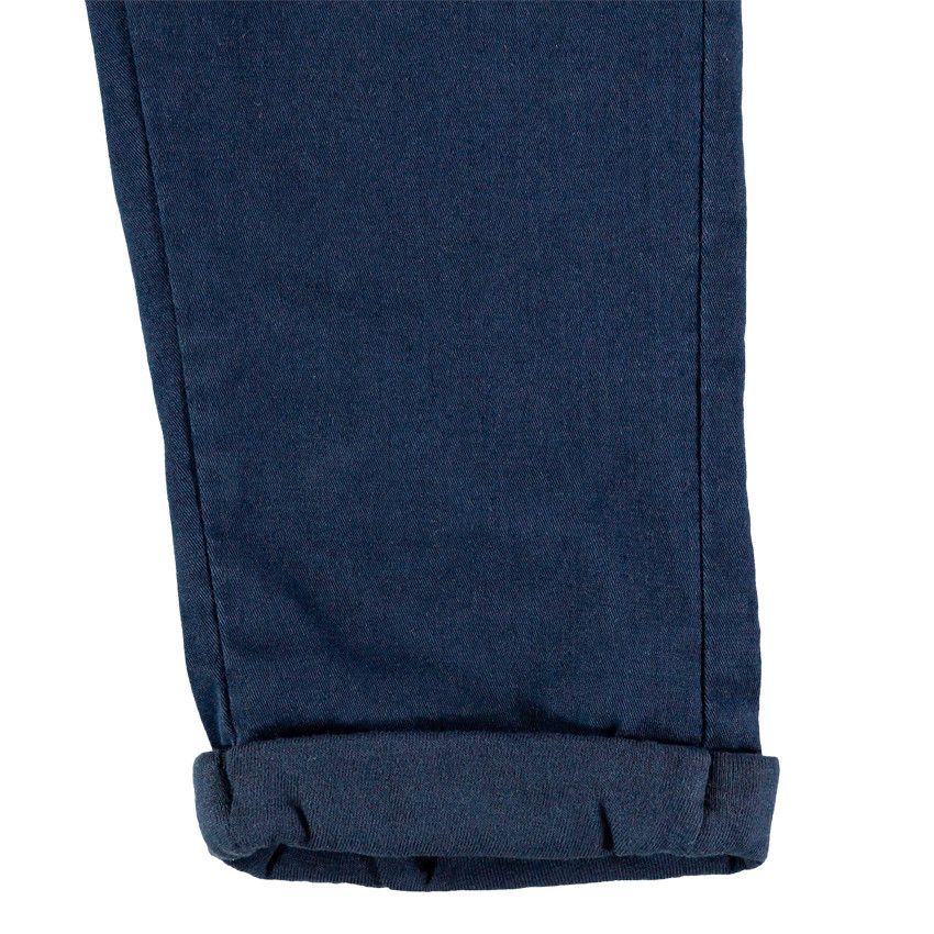 Pantalon en coton à bretelles amovibles - Bleu marine