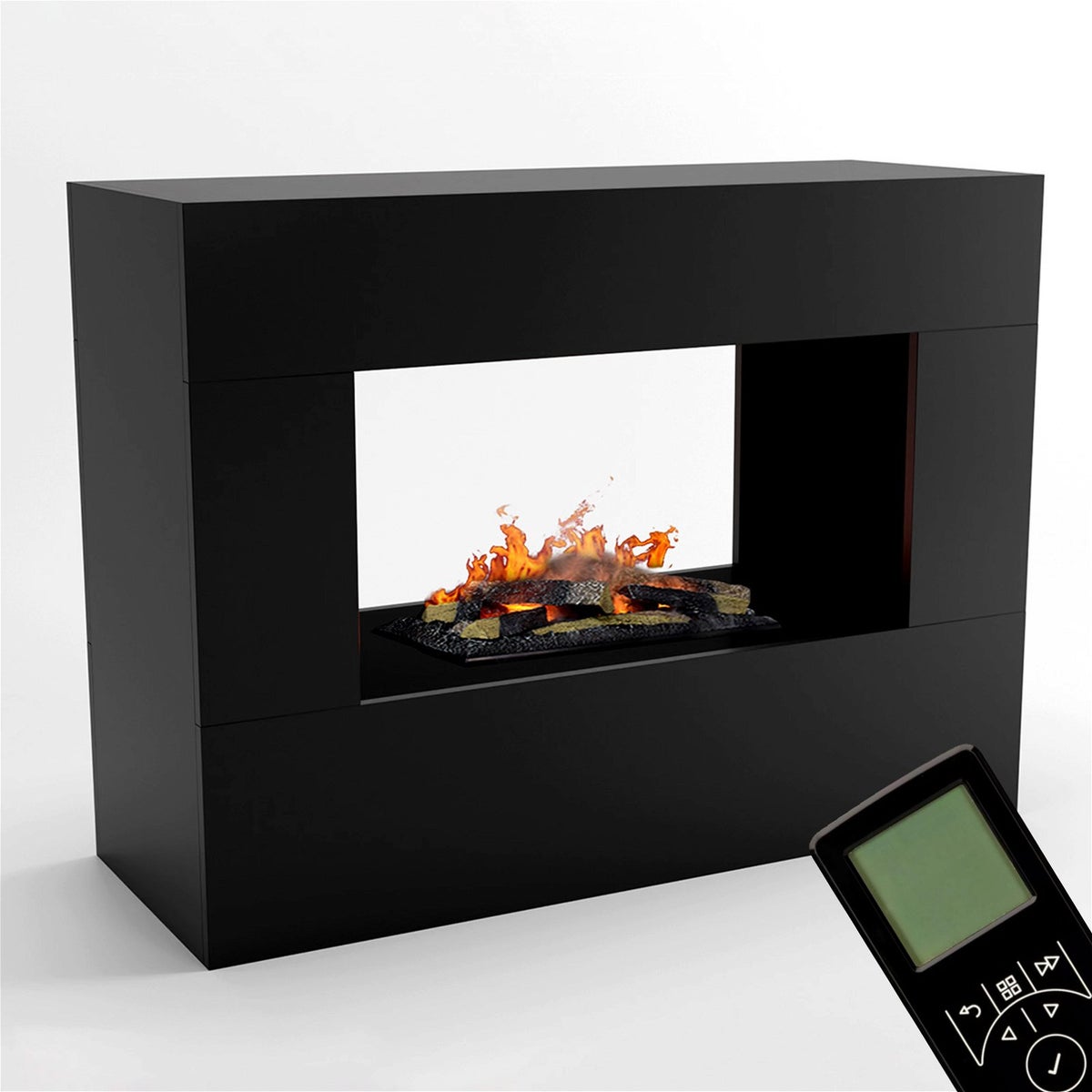 GLOW FIRE Elektrische haard 'Konsalik' | Waterdamphaard met OMC 600 inclusief zwart hout als roomdivider | HxBxD: 90x120x45 cm