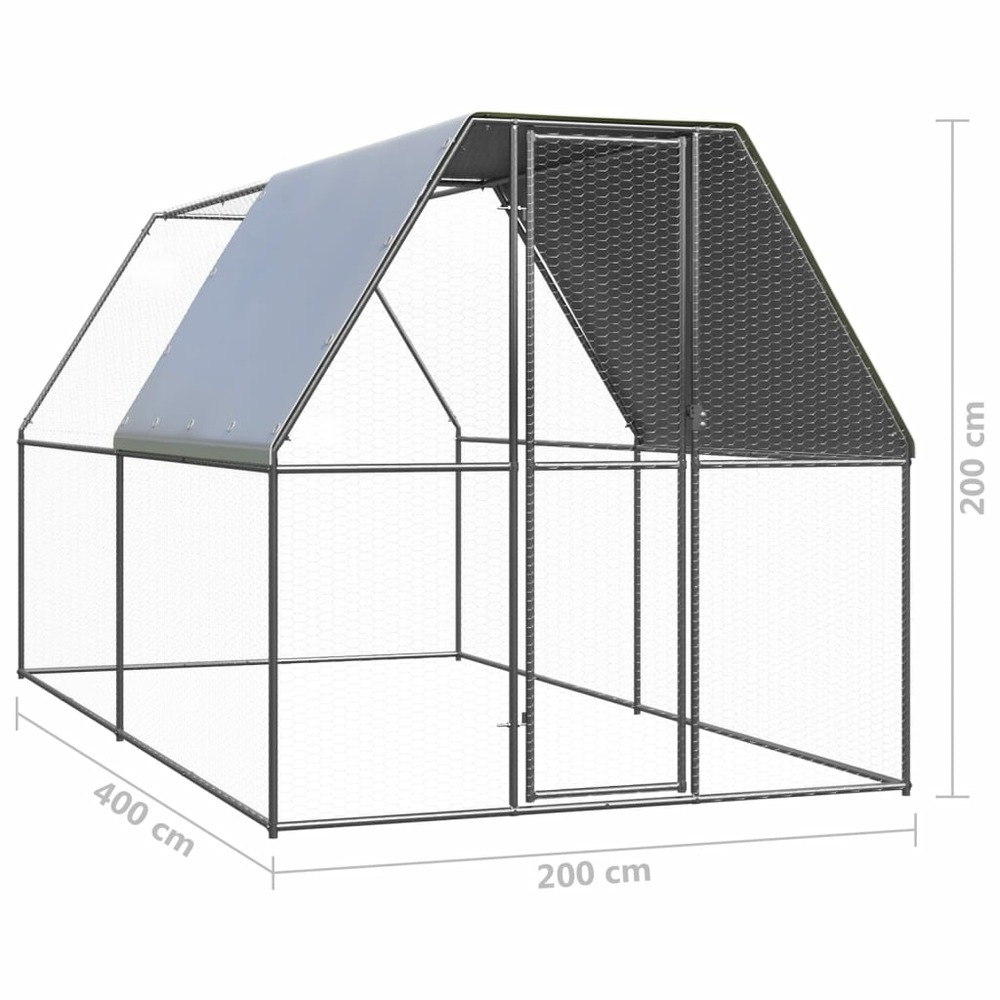 Poulailler d'extérieur 2x4x2 m acier galvanisé
