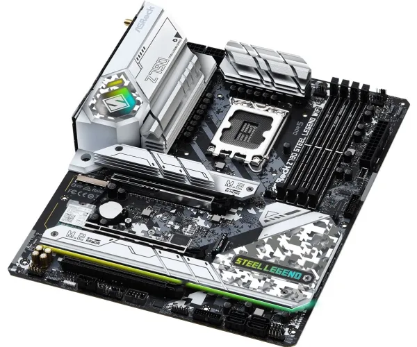 ASRock Z790 Steel Legend WiFi - Bundkort - ATX - LGA1700 sokkel - Z790 Chipset - USB-C 3.2 Gen 2x2, USB-C 3.2 Gen2, USB 3.2 Gen 2, USB 3.2 Gen 1 - 2.5 Gigabit LAN, Wi-Fi 6E, Bluetooth - onboard grafik (CPU påkrævet) - HD Audio (8-kanaler)